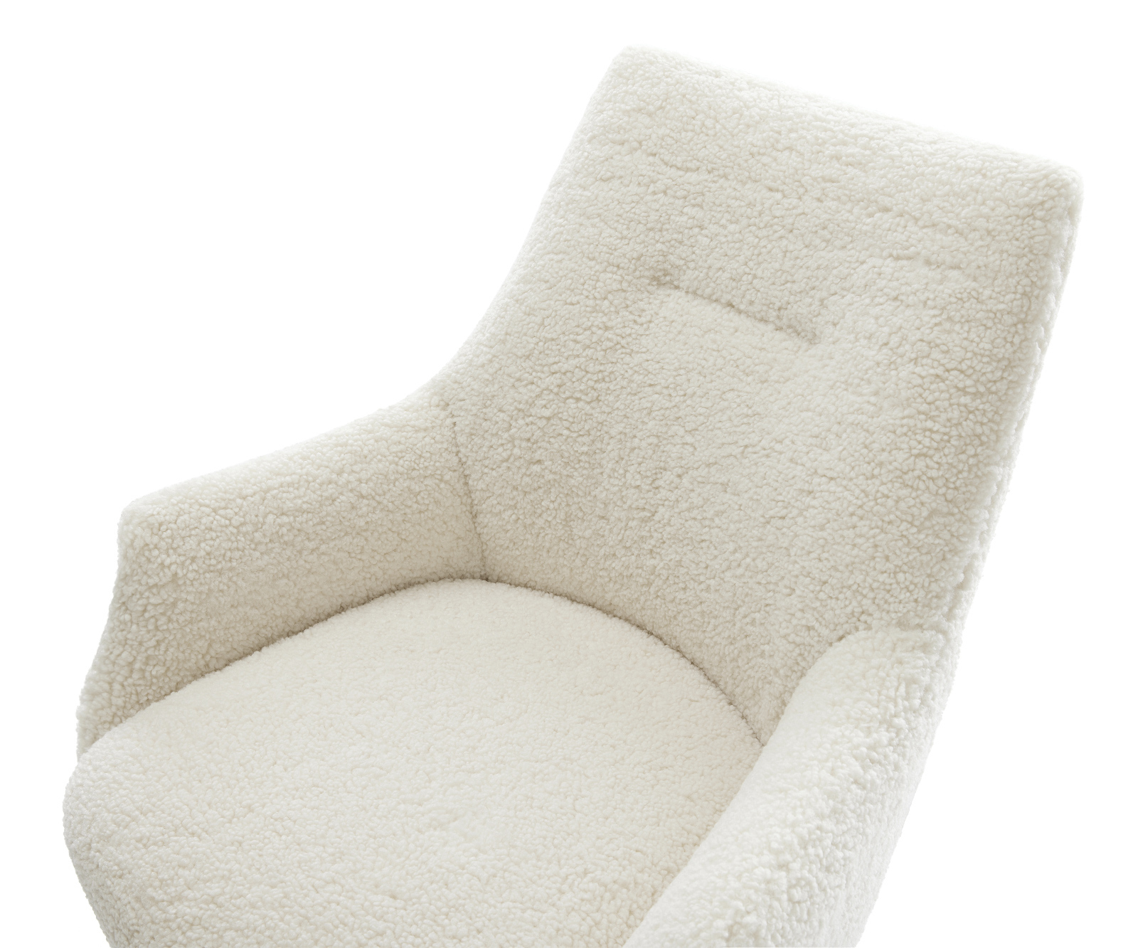 Étkezőszék Alja-Flex karfás teddy szövet bézs kereszt láb titán színű 360° forgatható billenő zsákrugós - Image 4