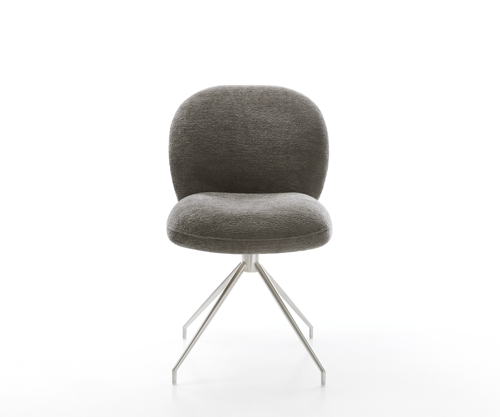 Étkezőszék Nube-Flex bouclé puha sötét bézs kereszt láb kúpos rozsdamentes acél zsákrugó - Image 2