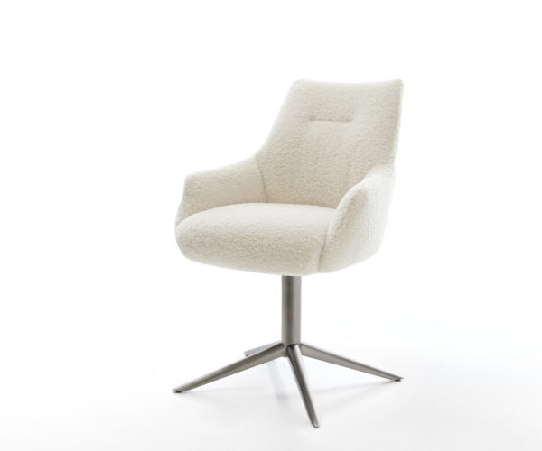 Étkezőszék Alja-Flex karfás teddy szövet bézs kereszt láb grafit 360° forgatható billenő zsákrugós matrac