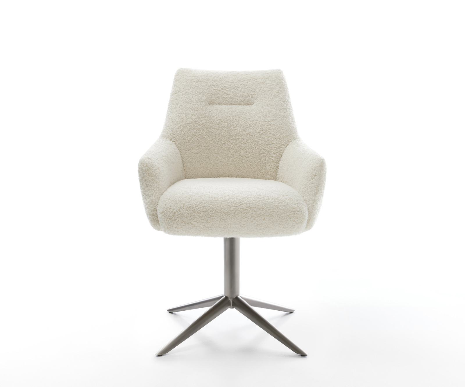 Étkezőszék Alja-Flex karfás teddy szövet bézs kereszt láb grafit 360° forgatható billenő zsákrugós matrac - Image 2