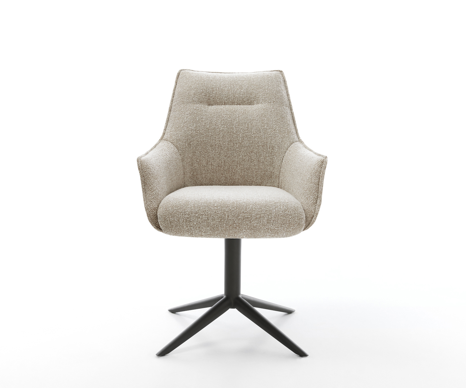 Étkezőszék Alja-Flex karfás szövetszövet puha bézs kereszt láb fekete 360° forgatható billenő zsákrugós matrac - Image 2