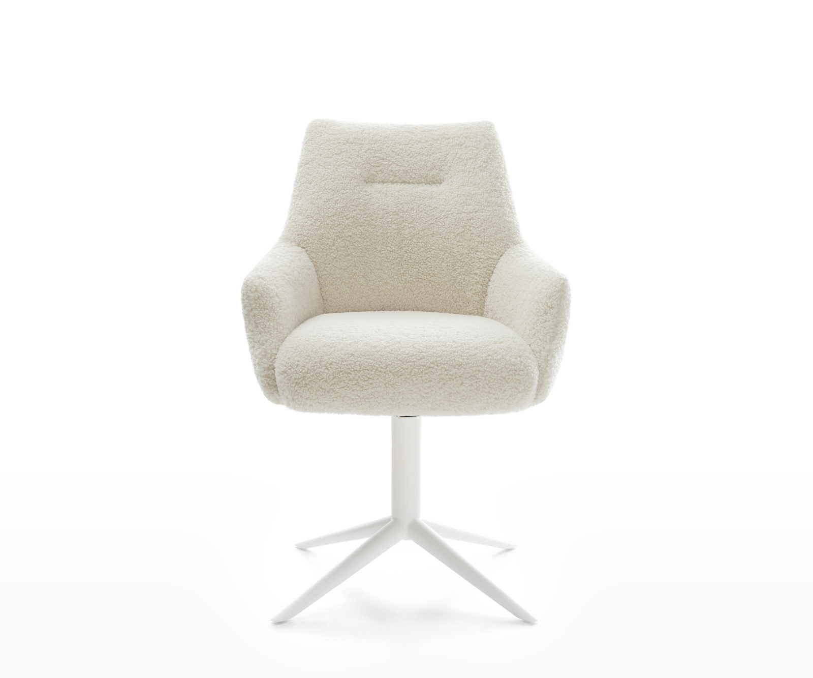 Étkezőszék Alja-Flex karfás teddy szövet bézs fehér láb 360° forgatható billenő zsákrugós - Image 2