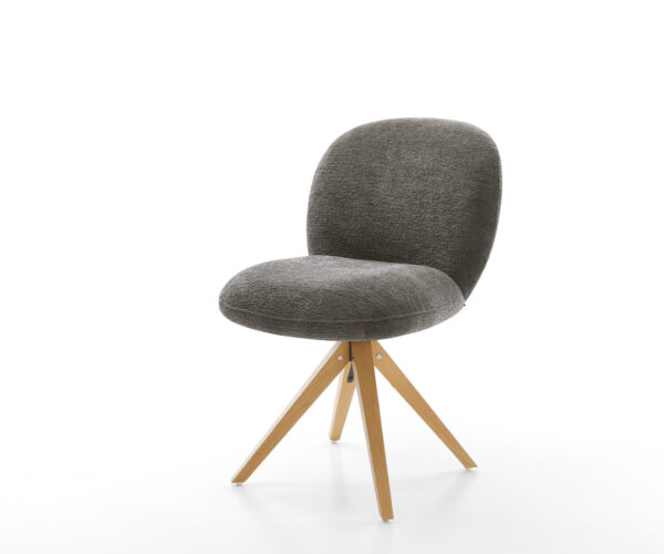 Étkezőszék Nube-Flex bouclé puha sötét bézs fa láb szögletes természetes 180° forgatható zsákrugós