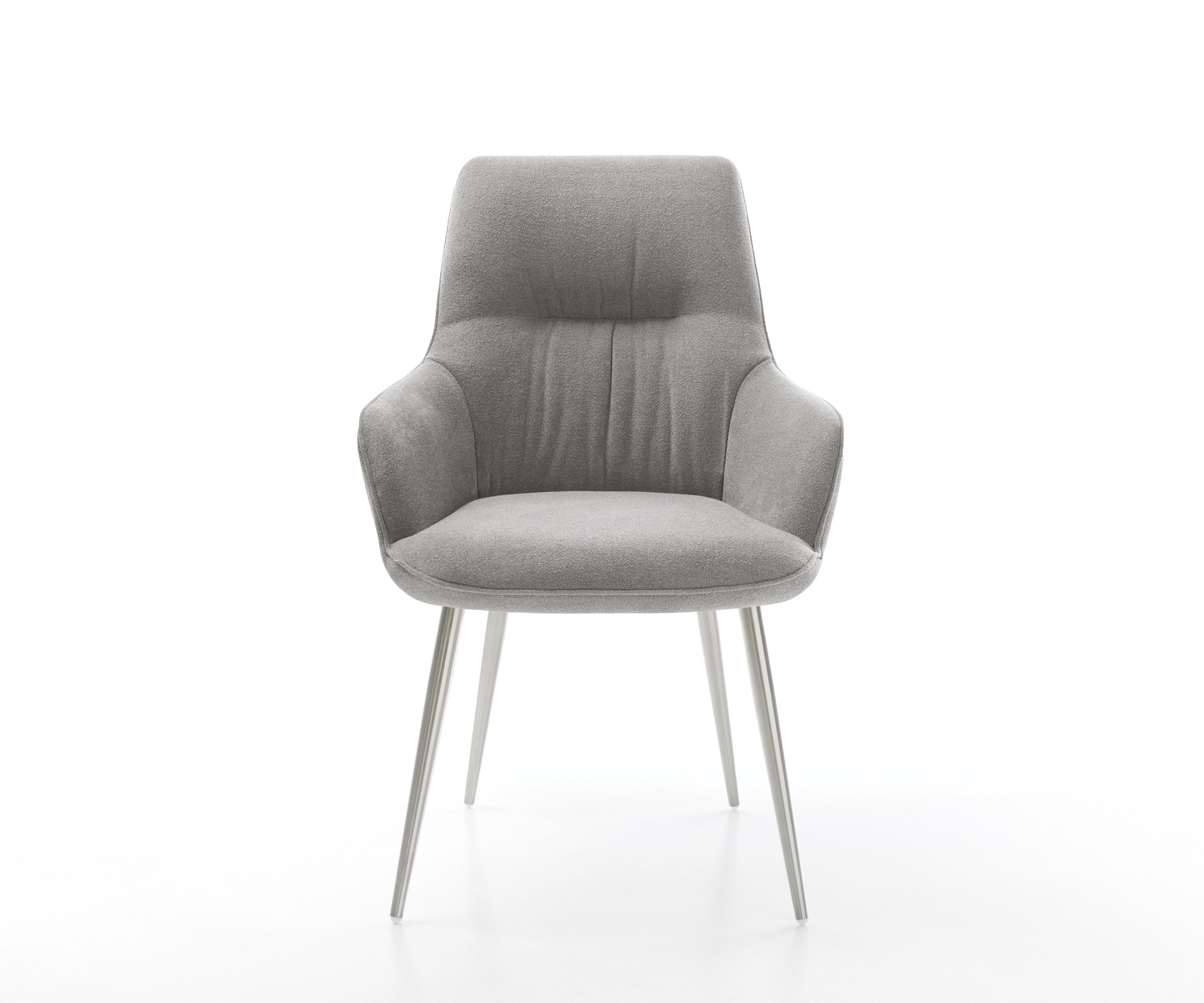 Étkezőszék Zelia-Flex kárpitozott karfás strukturált szövet puha szürke 4 lábas kúpos rozsdamentes acél zsákrugós - Image 2