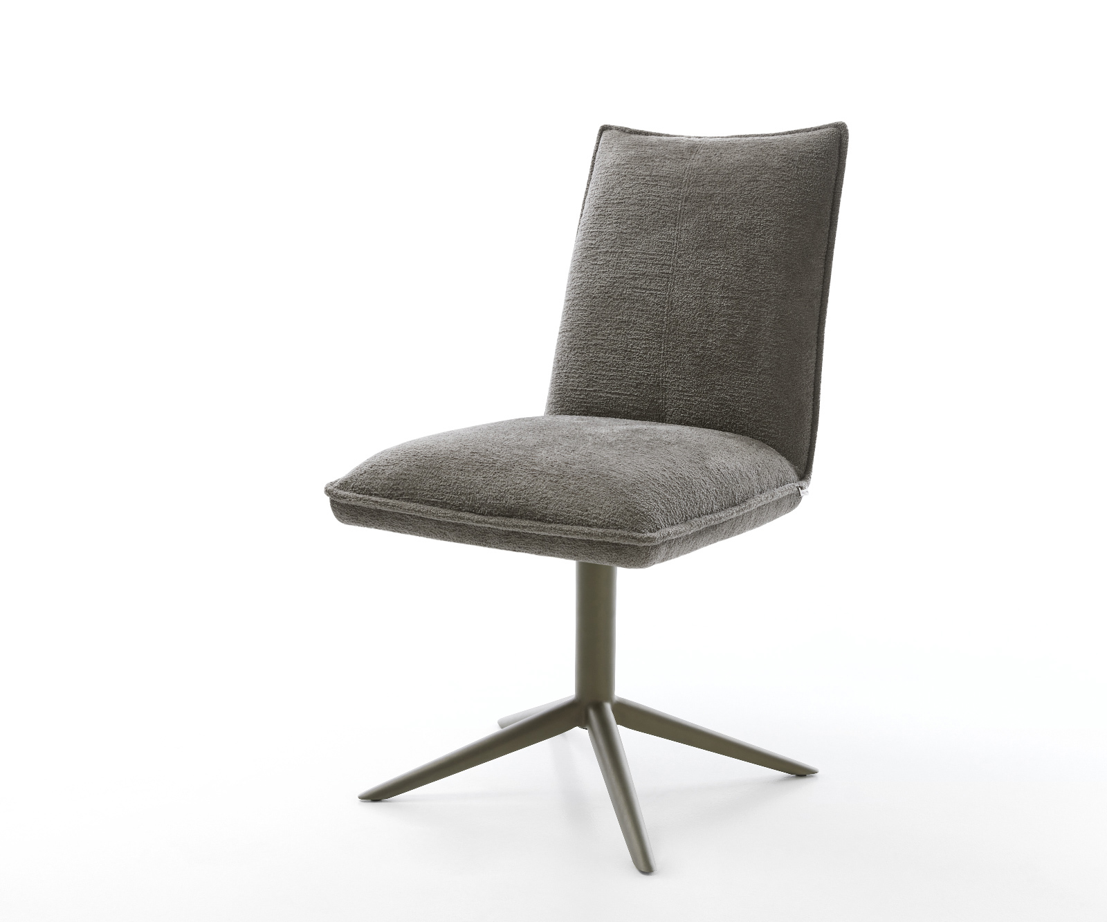 Étkezőszék Lelio-Flex bouclé puha sötét bézs kereszt láb titán színű hatvan fokban forgatható billenő zsákrugós matrac