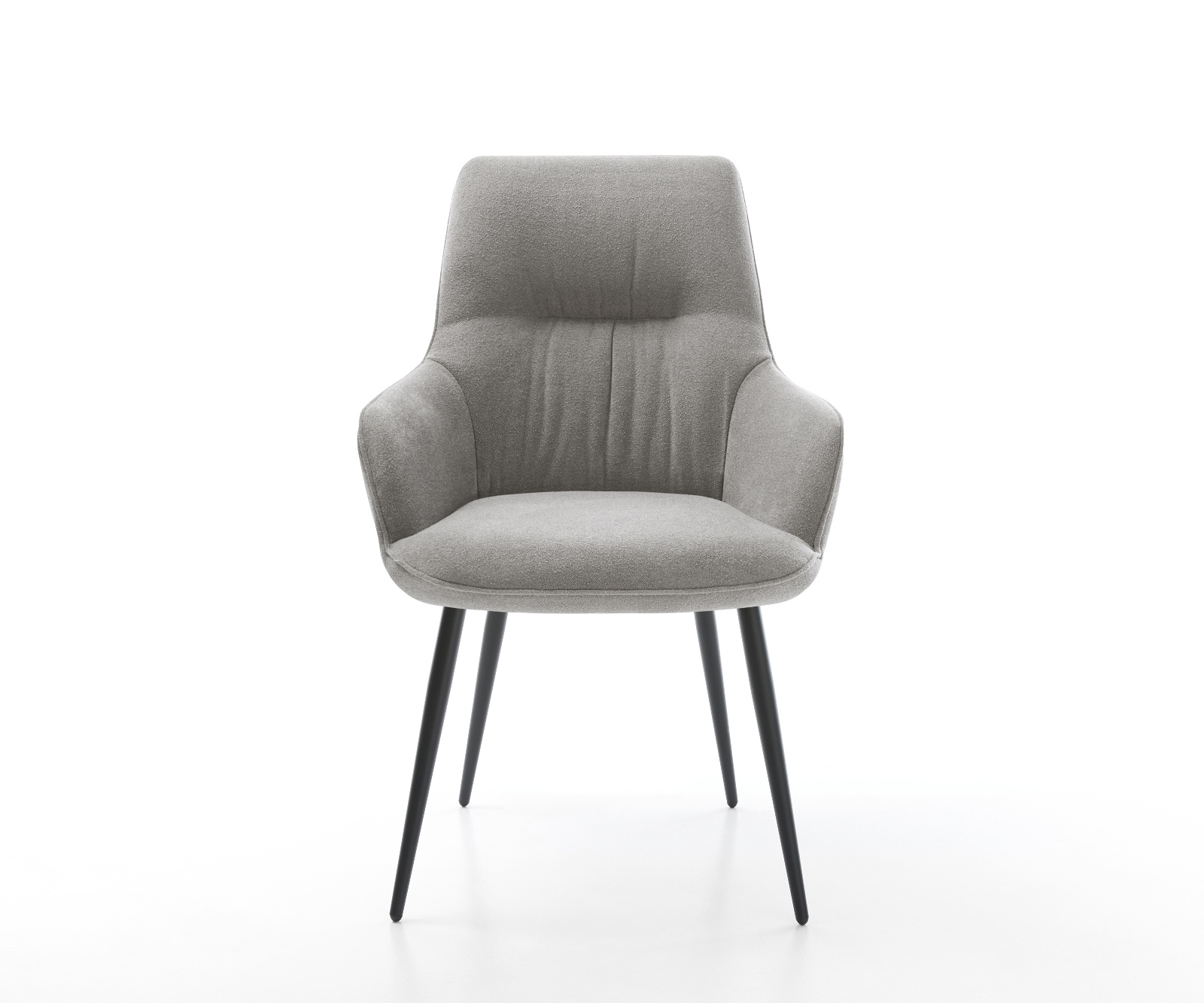 Étkezőszék Zelia-Flex kárpitozott karfás strukturált szövet puha szürke 4 lábas kúpos fekete zsákrugós - Image 2