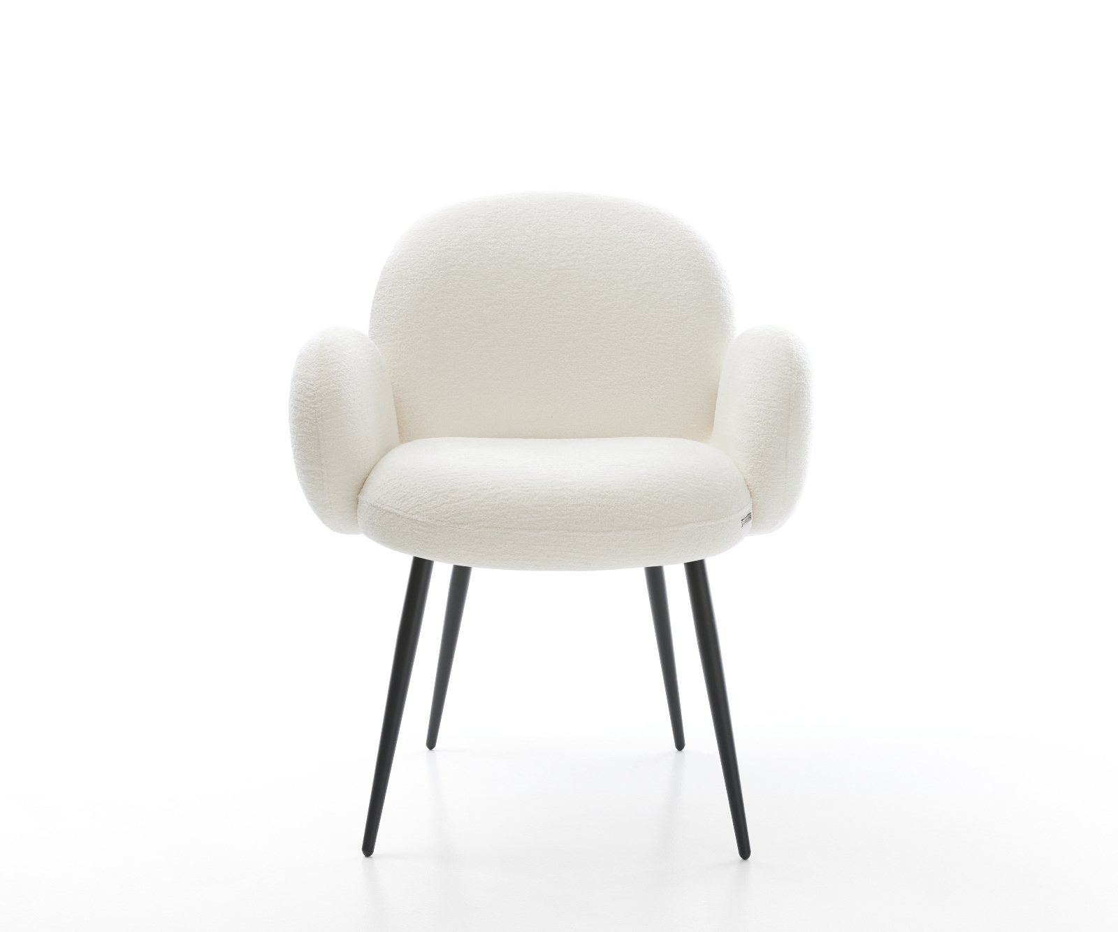 Étkezőszék Nube-Flex karfás bouclé puha bézs 4 lábas kúpos fekete zsákrugós - Image 2