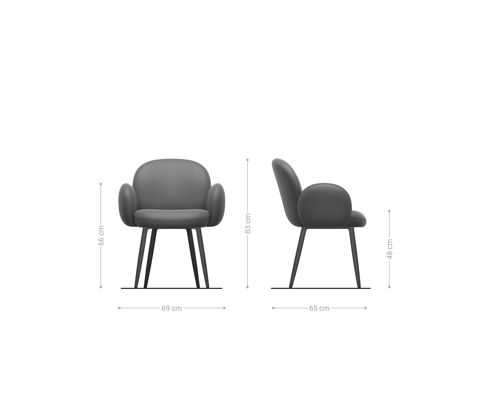 Étkezőszék Nube-Flex karfás bouclé puha bézs 4 lábas kúpos fekete zsákrugós - Image 6