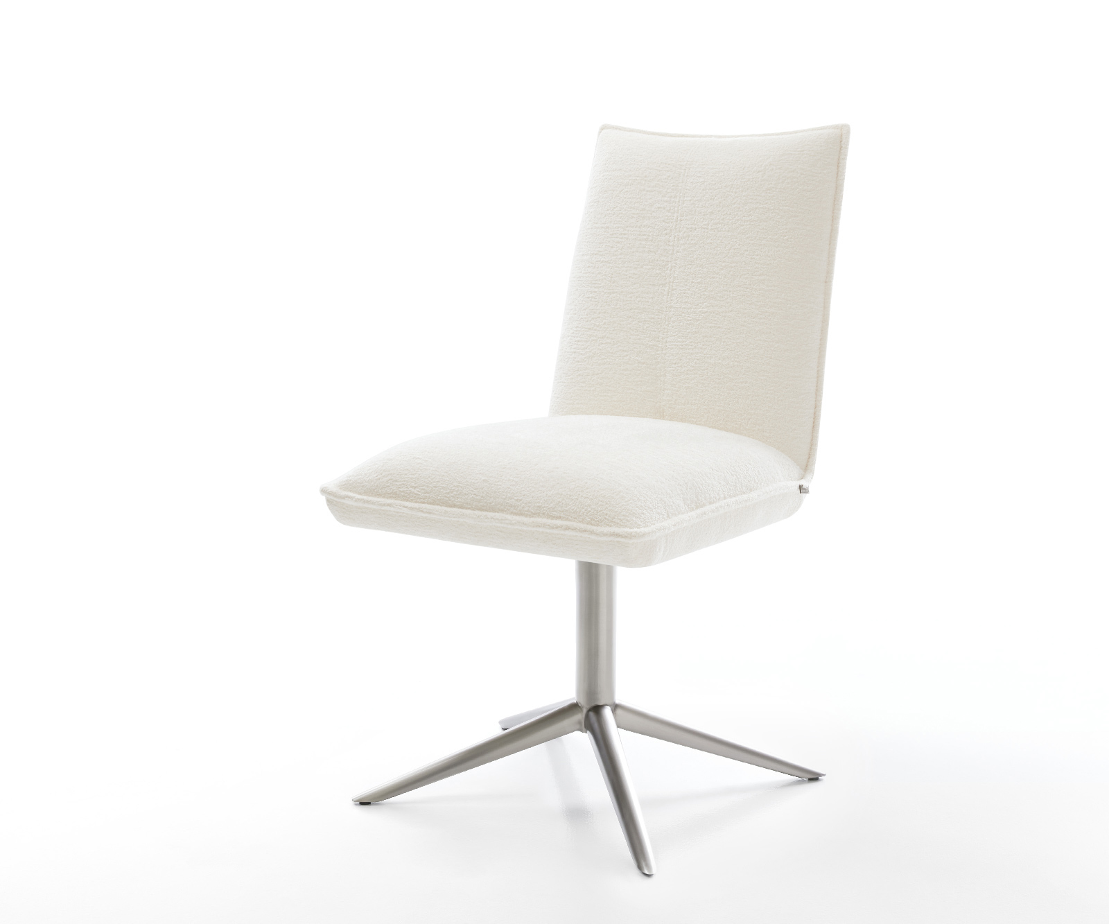 Étkezőszék Lelio-Flex bouclé puha bézs rozsdamentes acél kereszt láb 360° forgatható billenő zsákrugó