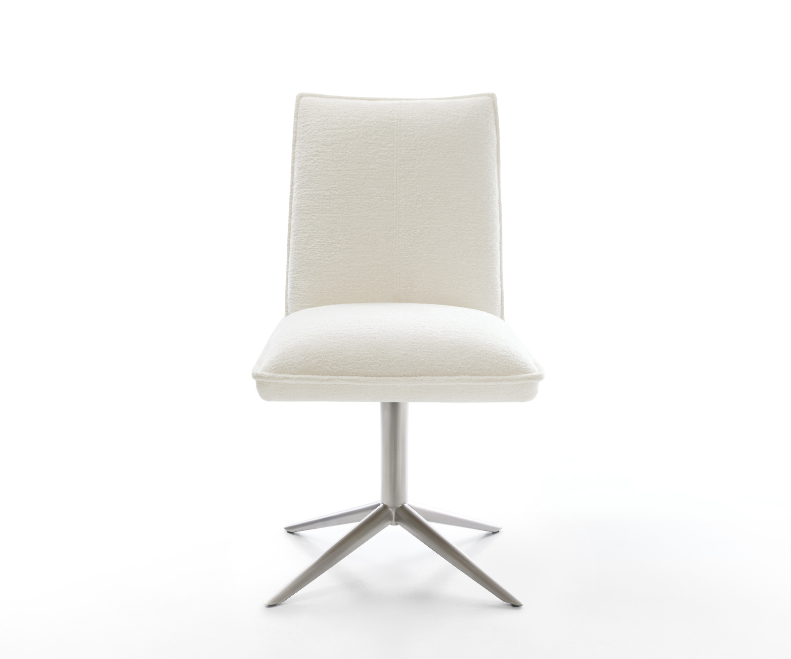 Étkezőszék Lelio-Flex bouclé puha bézs rozsdamentes acél kereszt láb 360° forgatható billenő zsákrugó - Image 2
