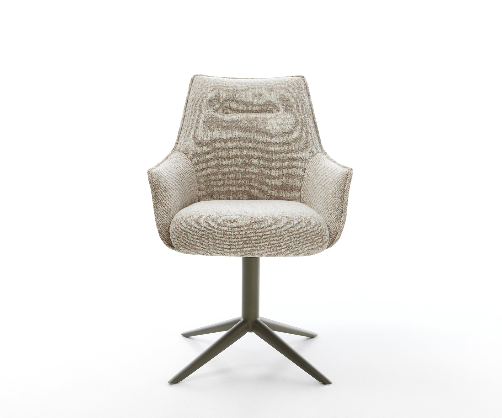 Étkezőszék Alja-Flex karfás szövettel puha bézs kereszt láb titán színű hatvan fokban forgatható billenő zsákrugó - Image 2