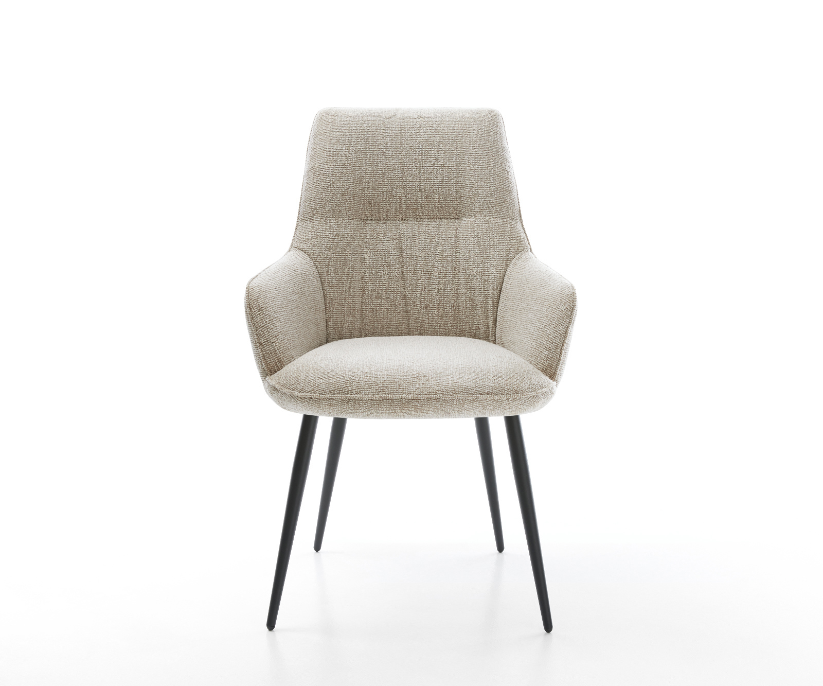 Étkezőszék Zelia-Flex kárpitozott karfás szövetszövet puha bézs 4 lábas kúpos fekete zsákrugós - Image 2