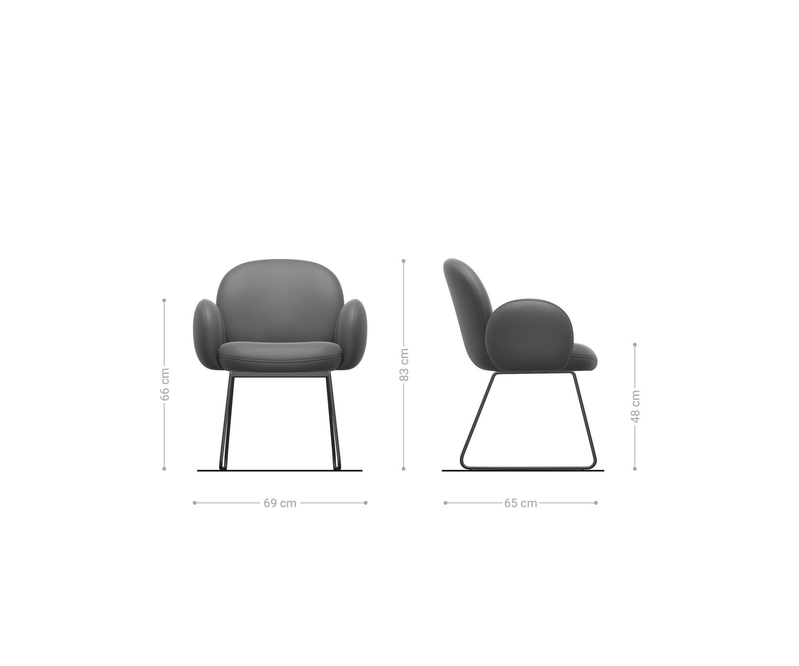 Étkezőszék Nube-Flex karfás bouclé puha sötét bézs vékony láb rozsdamentes acél zsákrugós - Image 6