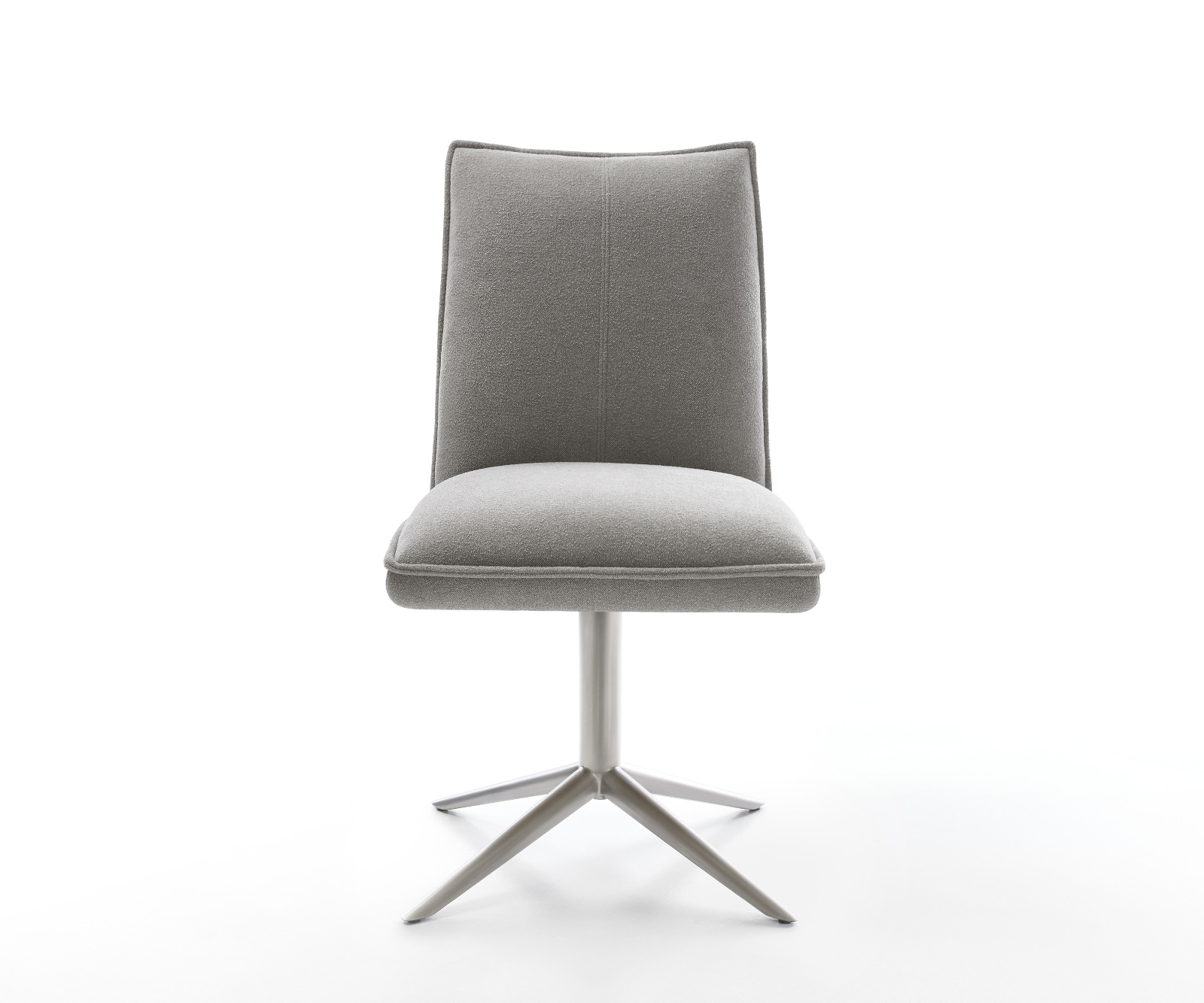 Étkezőszék Lelio-Flex strukturált szövet puha szürke rozsdamentes acél kereszt láb 360° forgatható billenő zsákrugó - Image 2