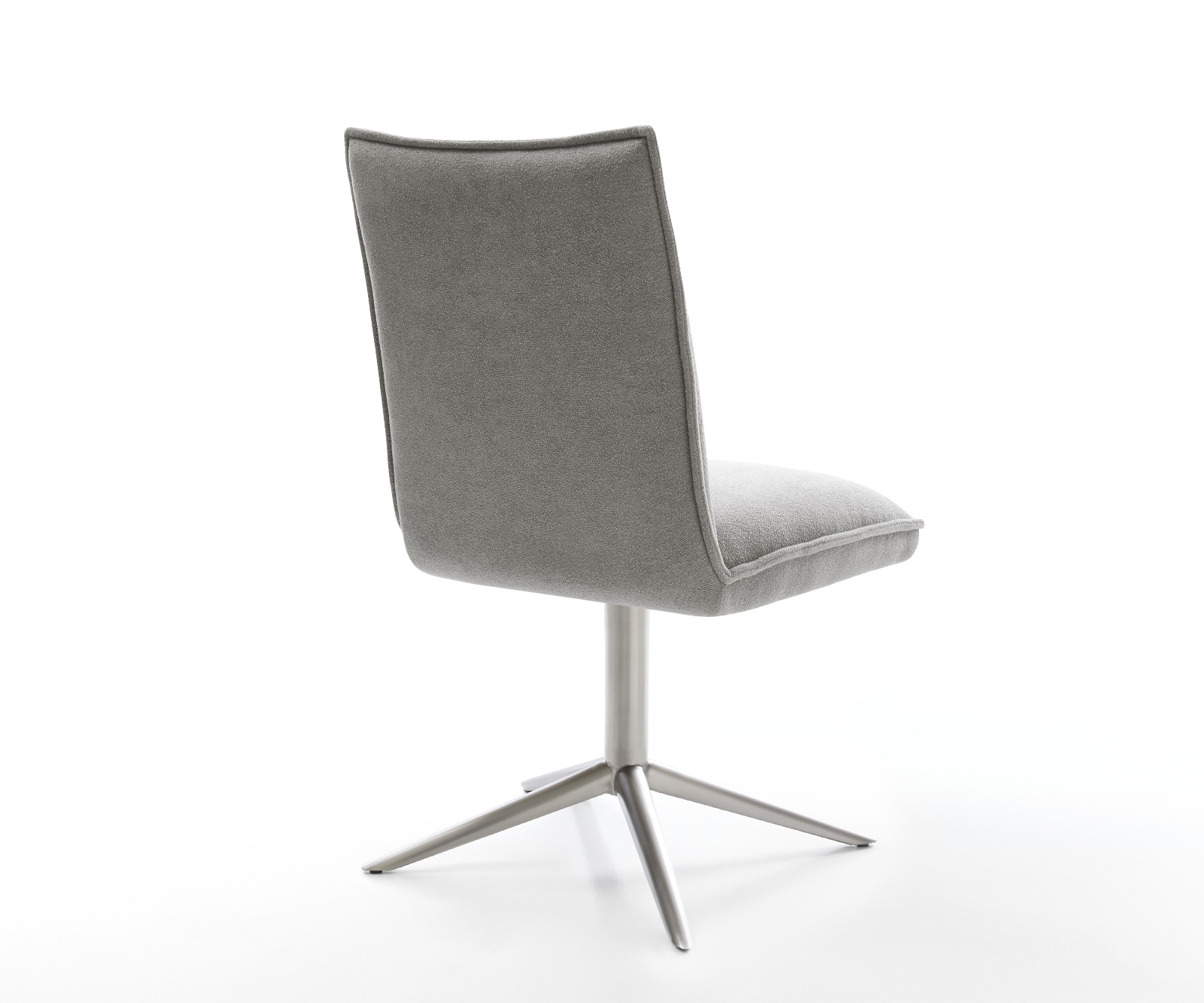 Étkezőszék Lelio-Flex strukturált szövet puha szürke rozsdamentes acél kereszt láb 360° forgatható billenő zsákrugó - Image 5