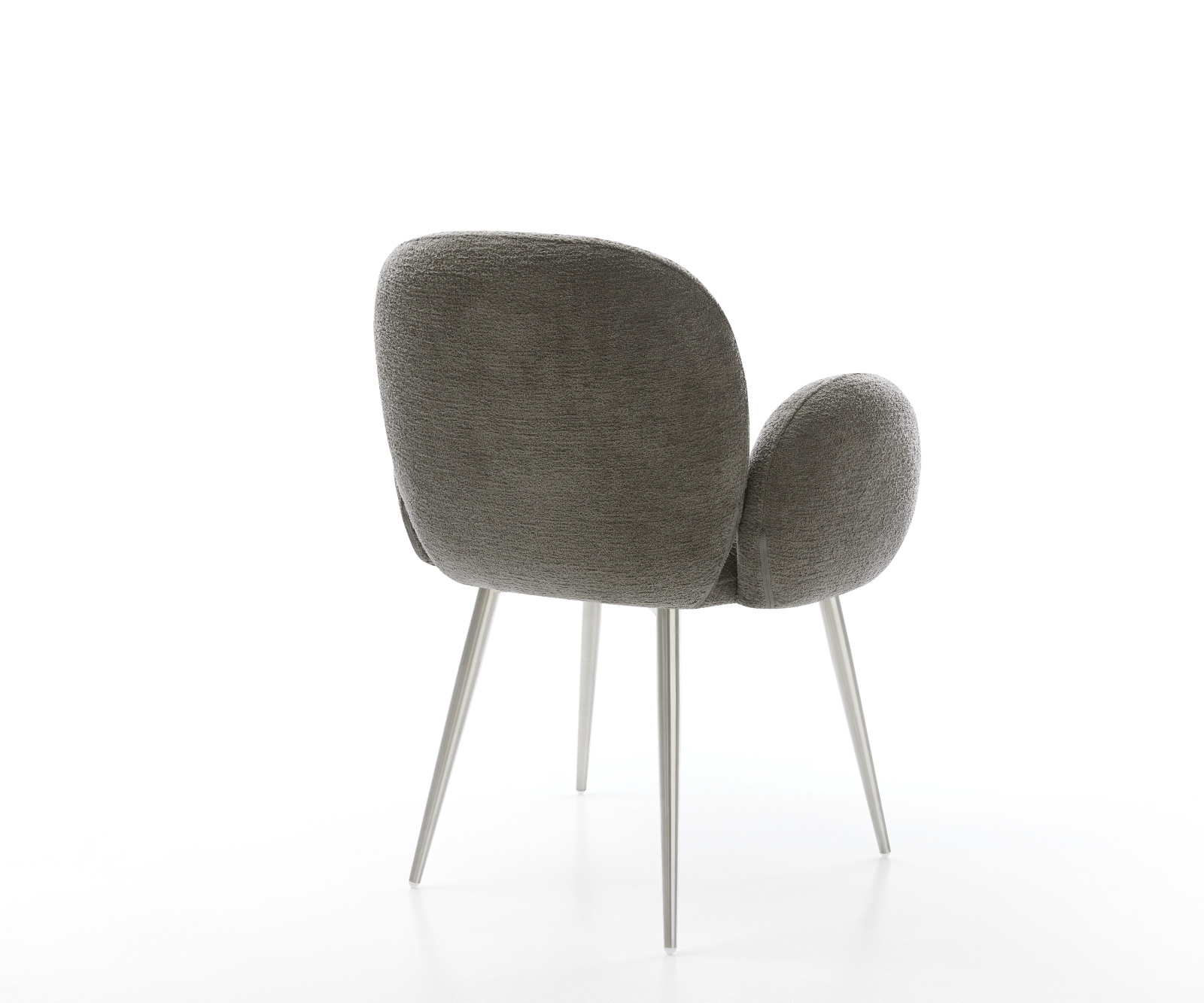 Étkezőszék Nube-Flex karfás bouclé puha sötét bézs 4 lábas kúpos rozsdamentes acél zsákrugós - Image 5