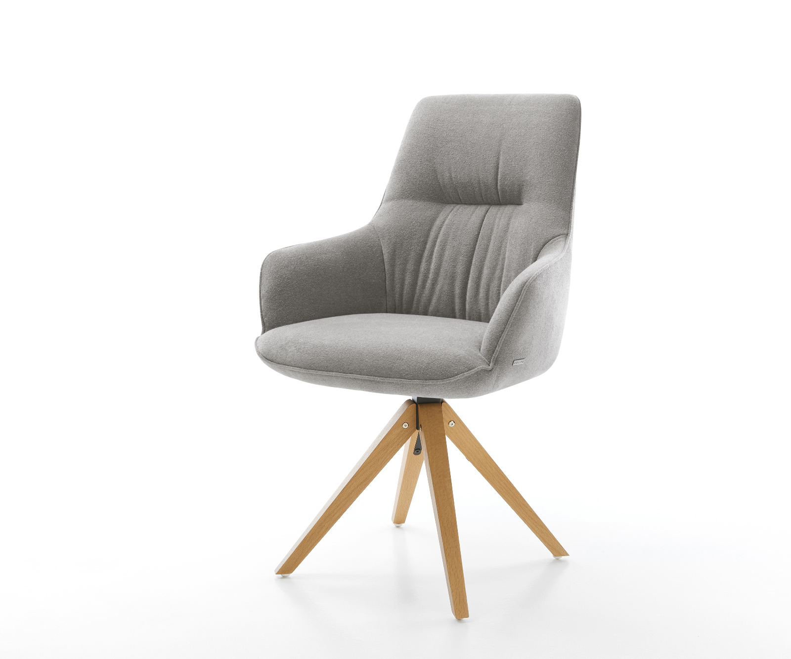 Étkezőszék Zelia-Flex karfás strukturált szövet puha szürke fa láb szögletes természetes 180° forgatható zsákrugós