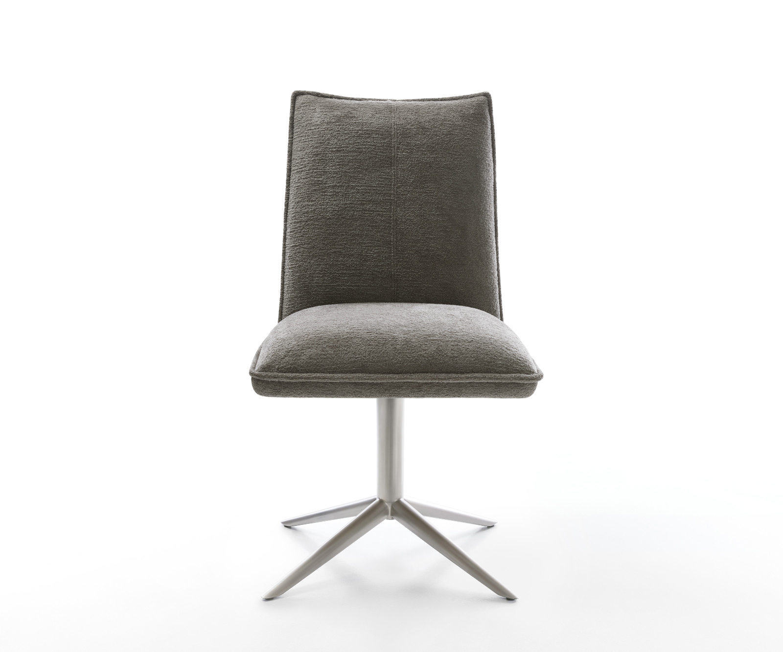 Étkezőszék Lelio-Flex bouclé puha sötét bézs rozsdamentes acél kereszt láb 360° forgatható hintamechanizmus zsákrugó - Image 2