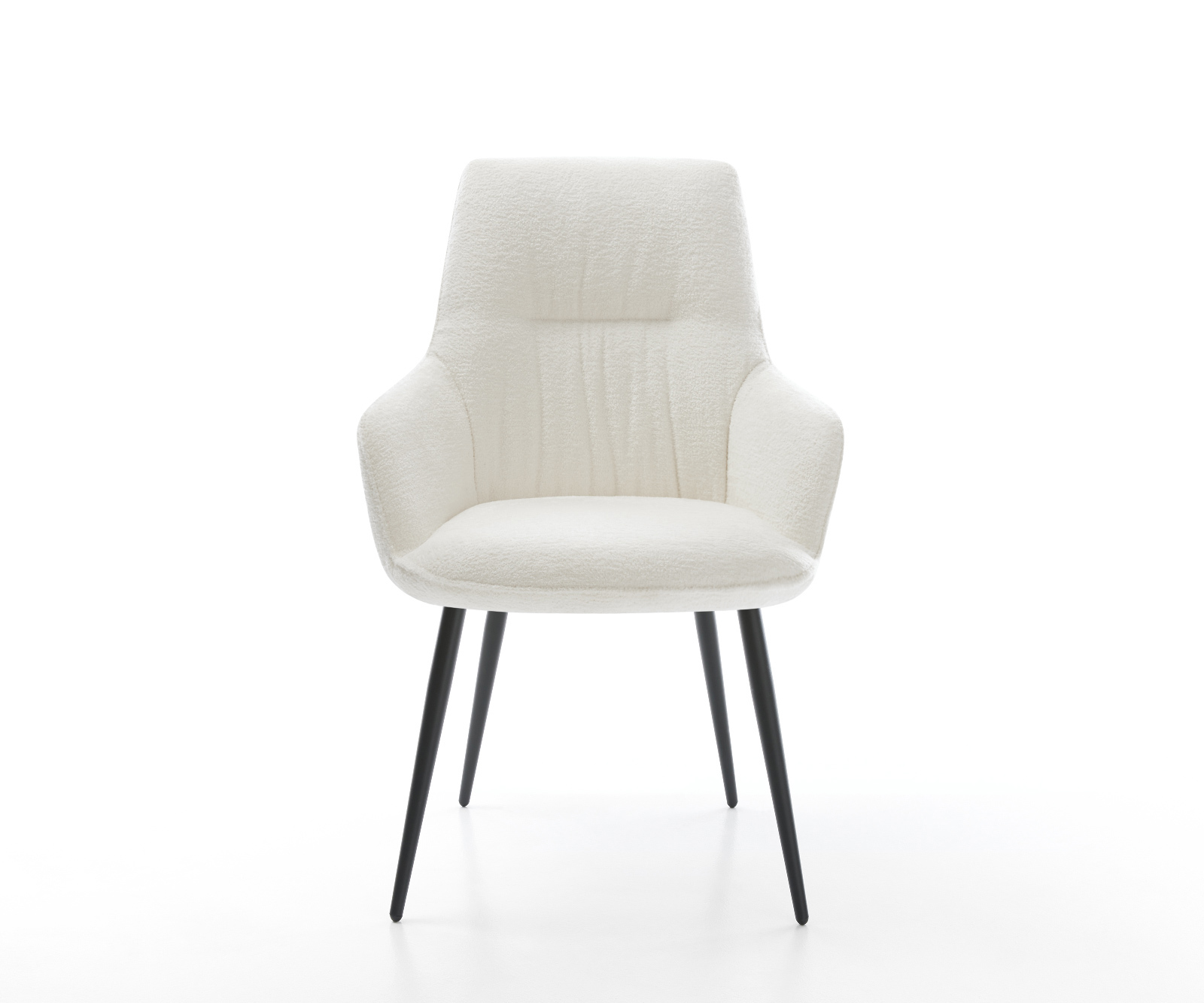 Étkezőszék Zelia-Flex karfás bouclé puha bézs 4 láb kúpos fekete zsákrugós - Image 2