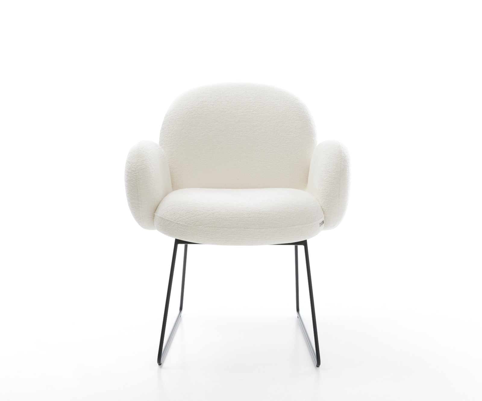 Étkezőszék Nube-Flex karfás bouclé puha bézs fekete vékony láb zsákrugós - Image 2