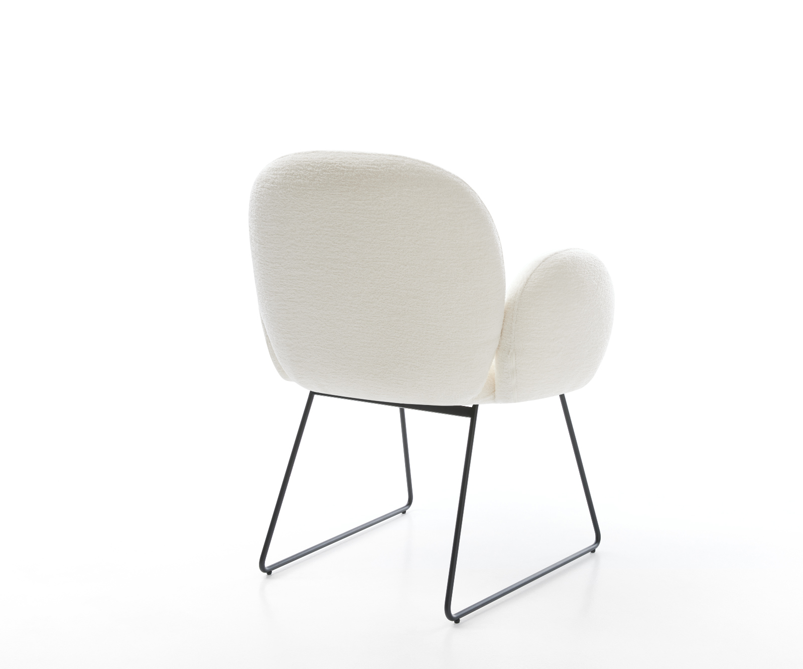 Étkezőszék Nube-Flex karfás bouclé puha bézs fekete vékony láb zsákrugós - Image 4