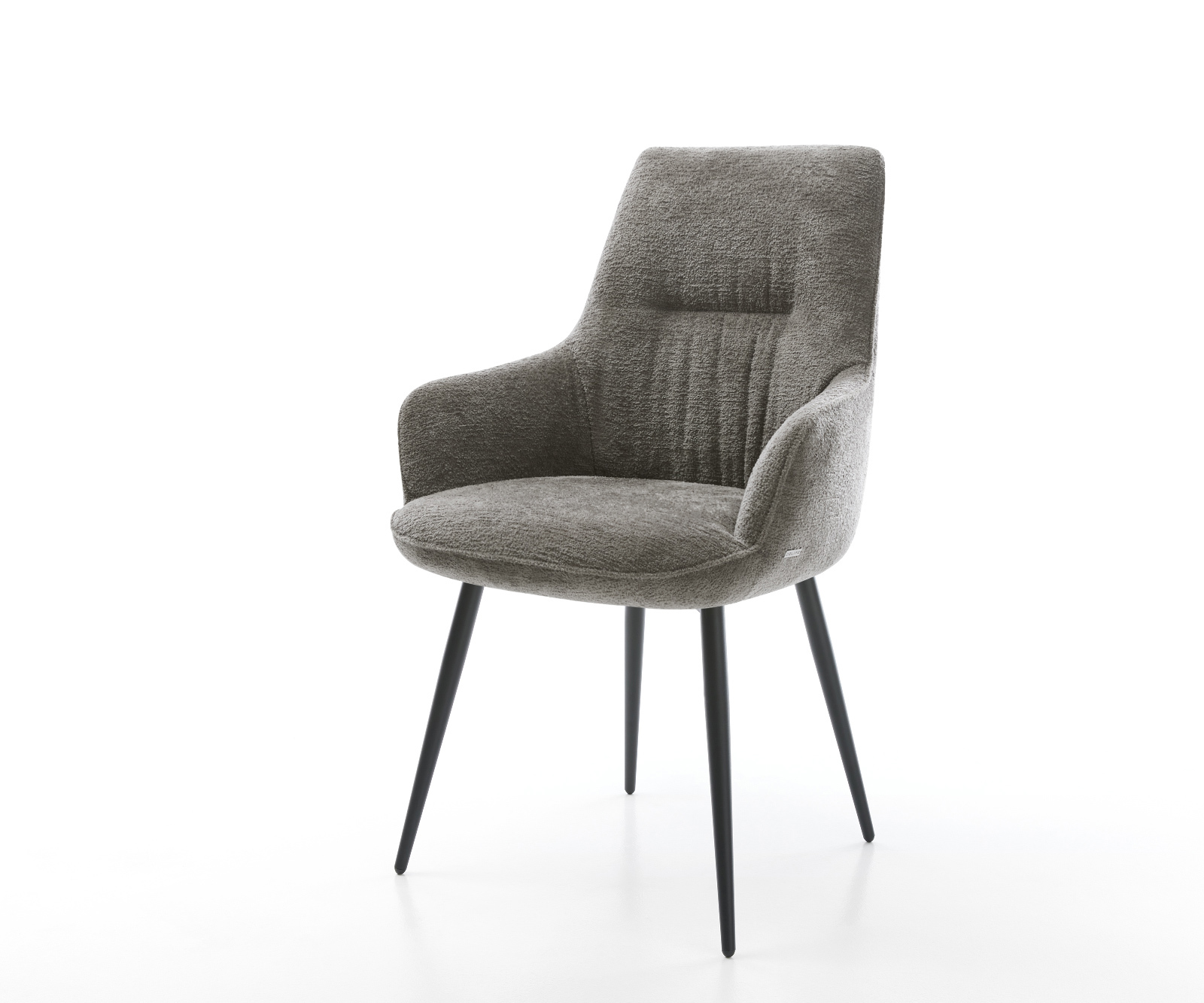 Étkezőszék Zelia-Flex karfás bouclé puha sötét bézs 4 lábas kúpos fekete zsákrugós