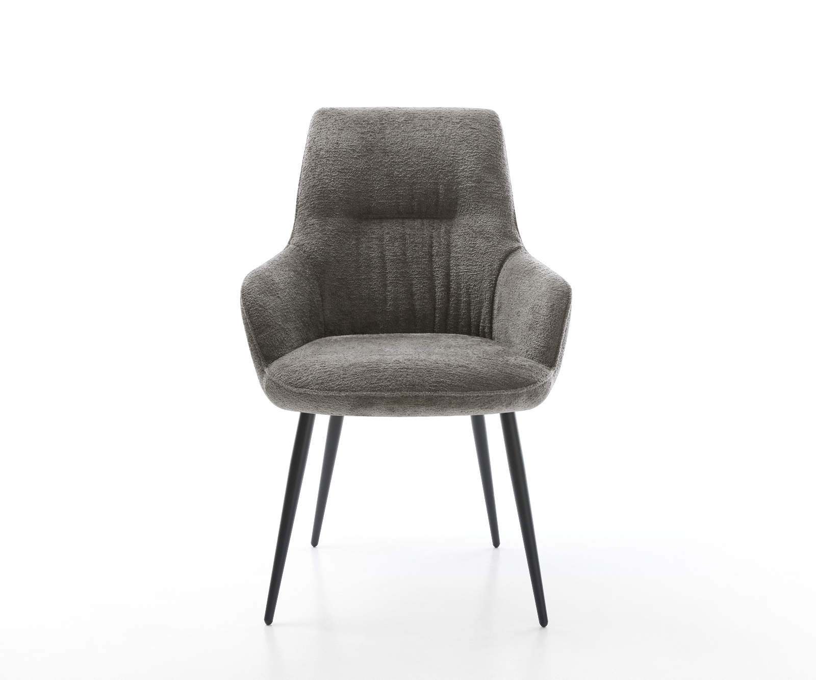 Étkezőszék Zelia-Flex karfás bouclé puha sötét bézs 4 lábas kúpos fekete zsákrugós - Image 2