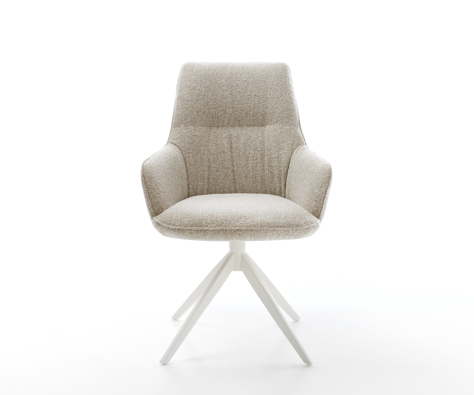 Étkezőszék Zelia-Flex karfás bézs mikroszálas puha széles kereszt láb fehér 360° forgatható billenő zsákrugós - Image 2