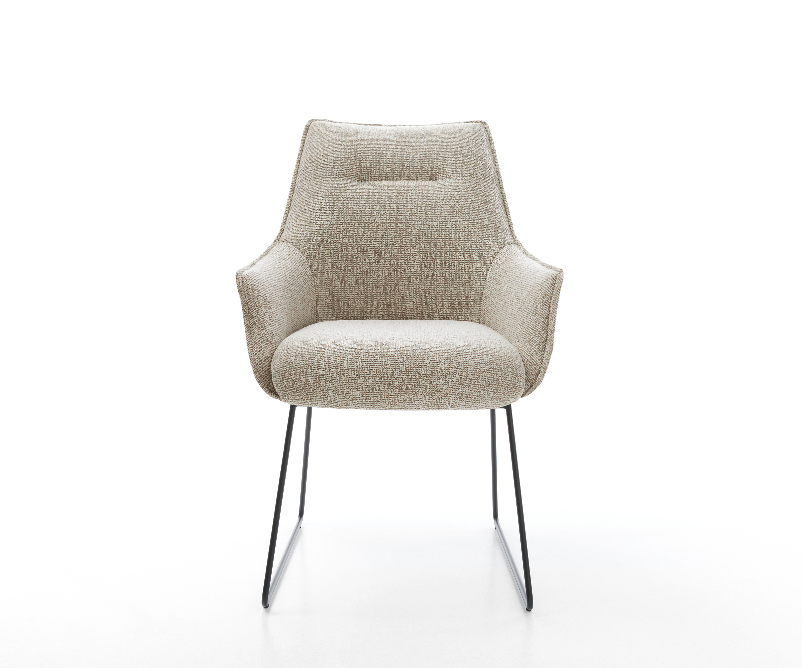 Étkezőszék Alja-Flex karfás mikroszálas puha bézs vékony láb fekete zsákrugós - Image 2