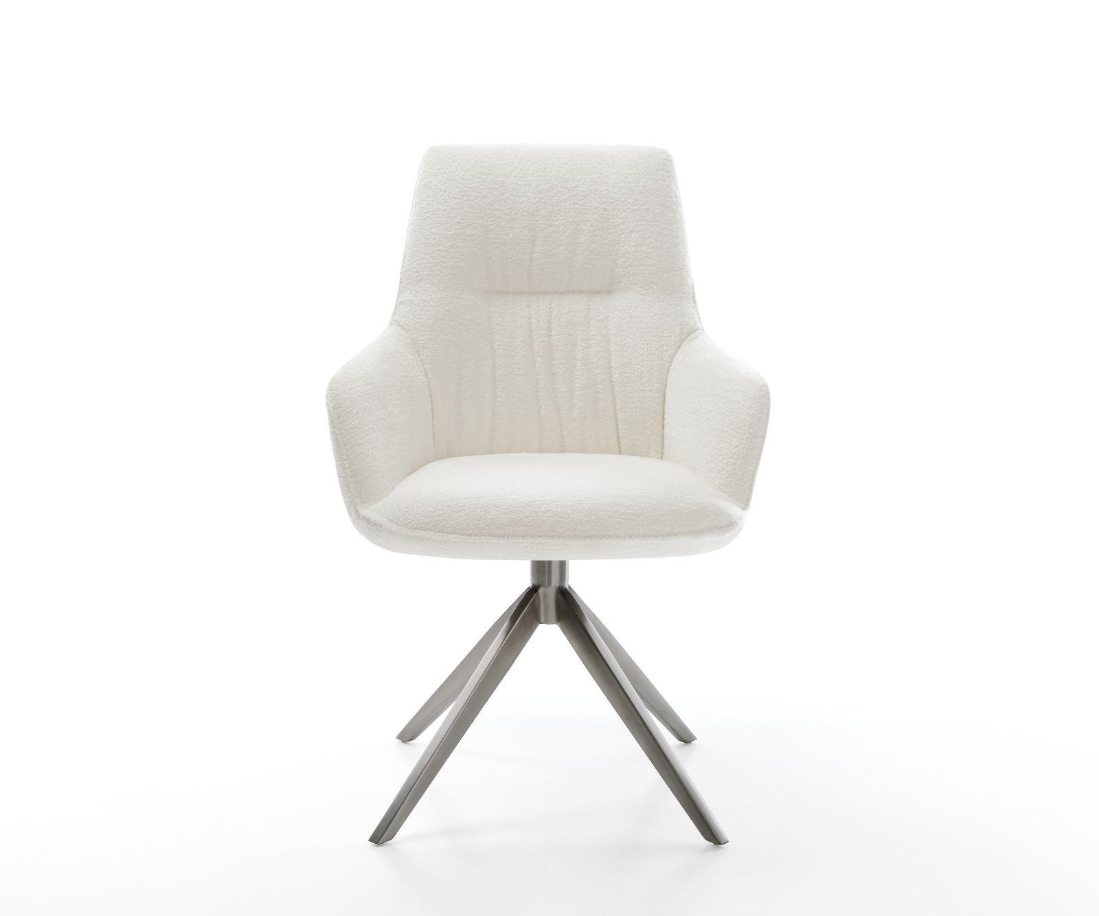 Étkezőszék Zelia-Flex karfás bouclé puha bézs kereszt láb széles grafit 360° forgatható billenő zsákrugós - Image 2