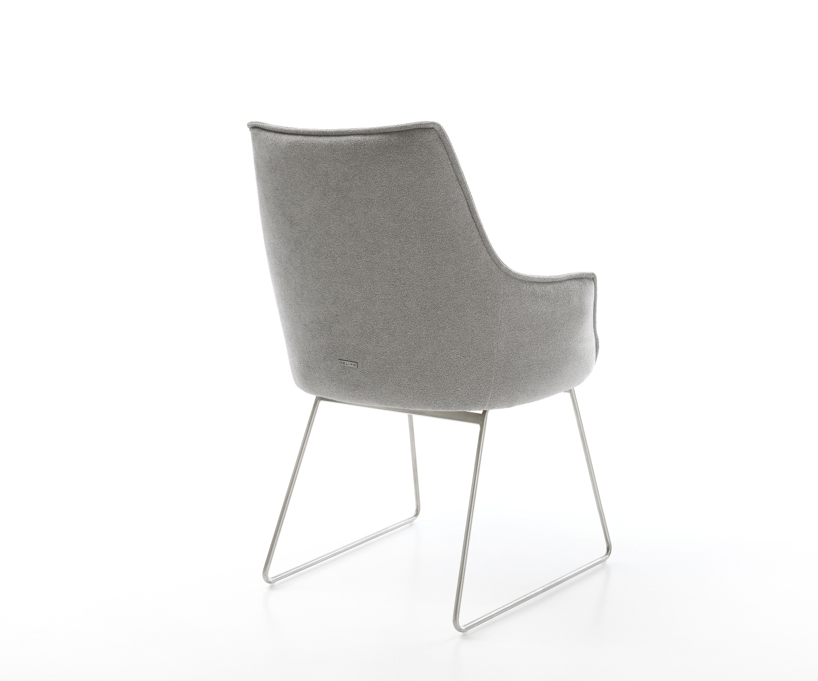 Étkezőszék Alja-Flex karfás strukturált szövet puha szürke vékony fém láb rozsdamentes acél zsákrugós - Image 5