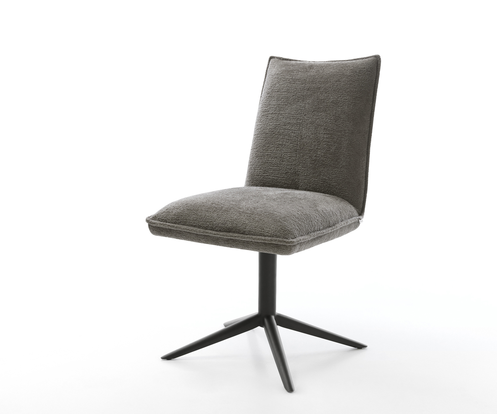 Étkezőszék Lelio-Flex bouclé puha sötét bézs kereszt láb fekete 360° forgatható billenő zsákrugó