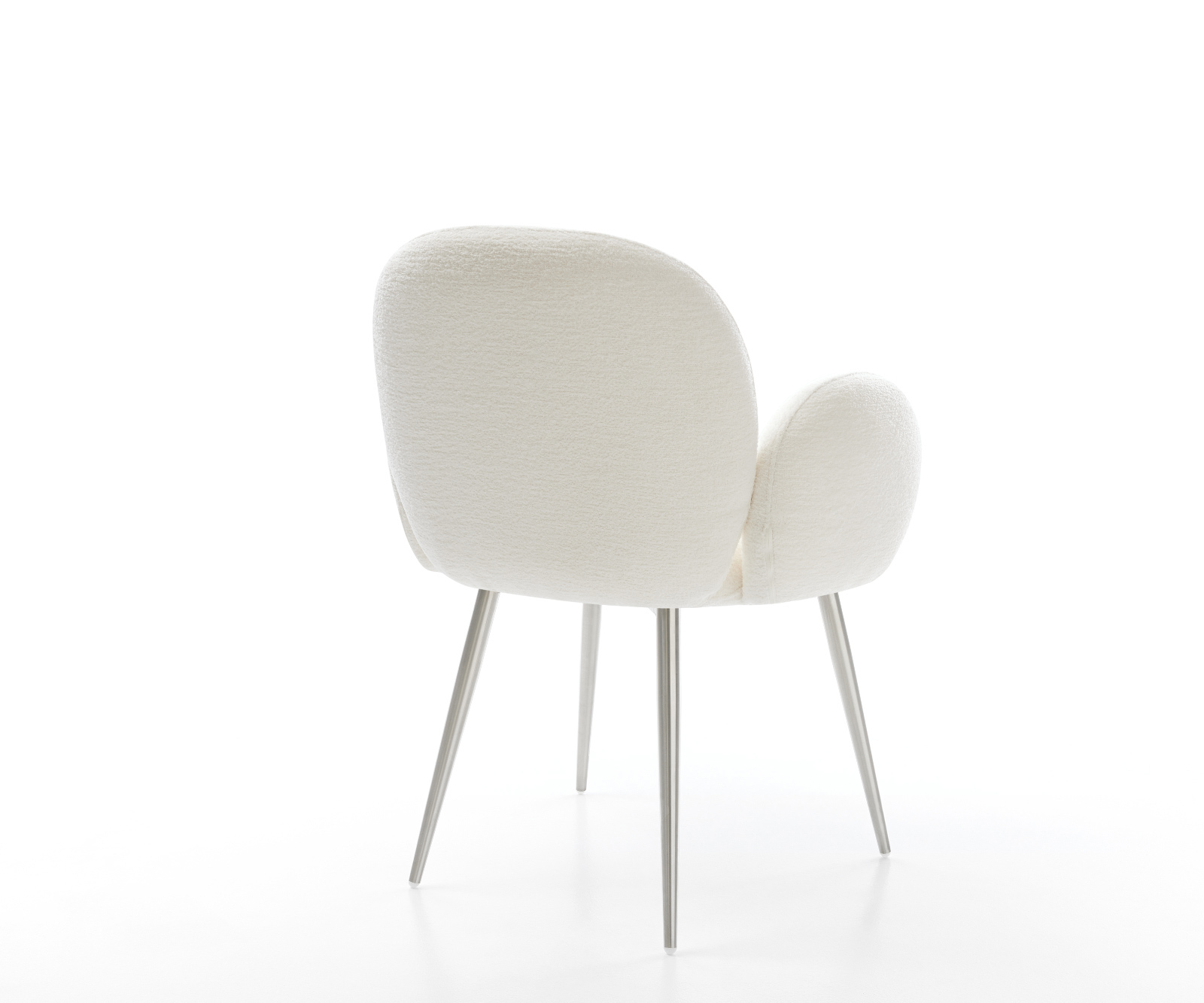 Étkezőszék Nube-Flex karfás bouclé puha bézs 4 láb kúpos rozsdamentes acél zsákrugós - Image 5