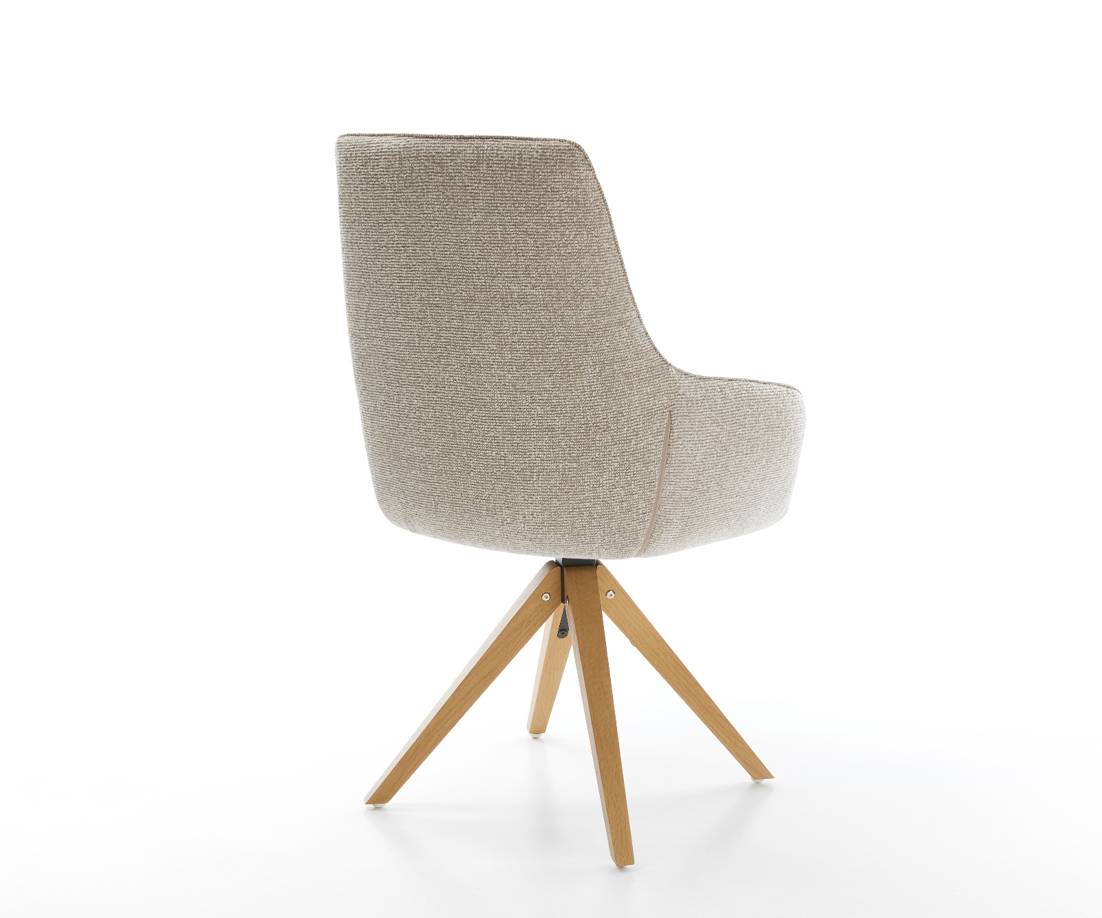 Étkezőszék Zelia-Flex kárpitozott karfás szövetszövet puha bézs fa láb szögletes természetes 180° forgatható zsákrugós - Image 5