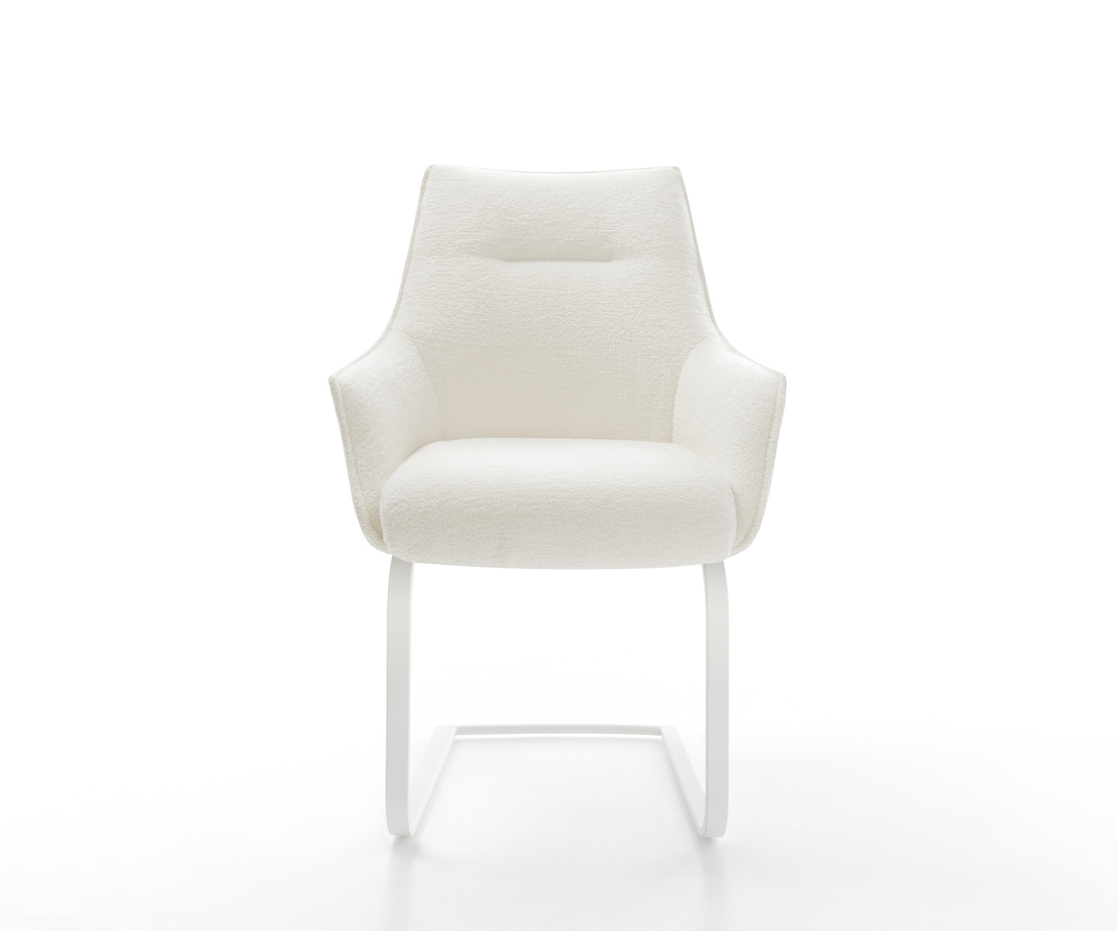 Étkezőszék Alja-Flex karfás bouclé puha bézs étkezőszék lapos fehér zsákrugós - Image 2