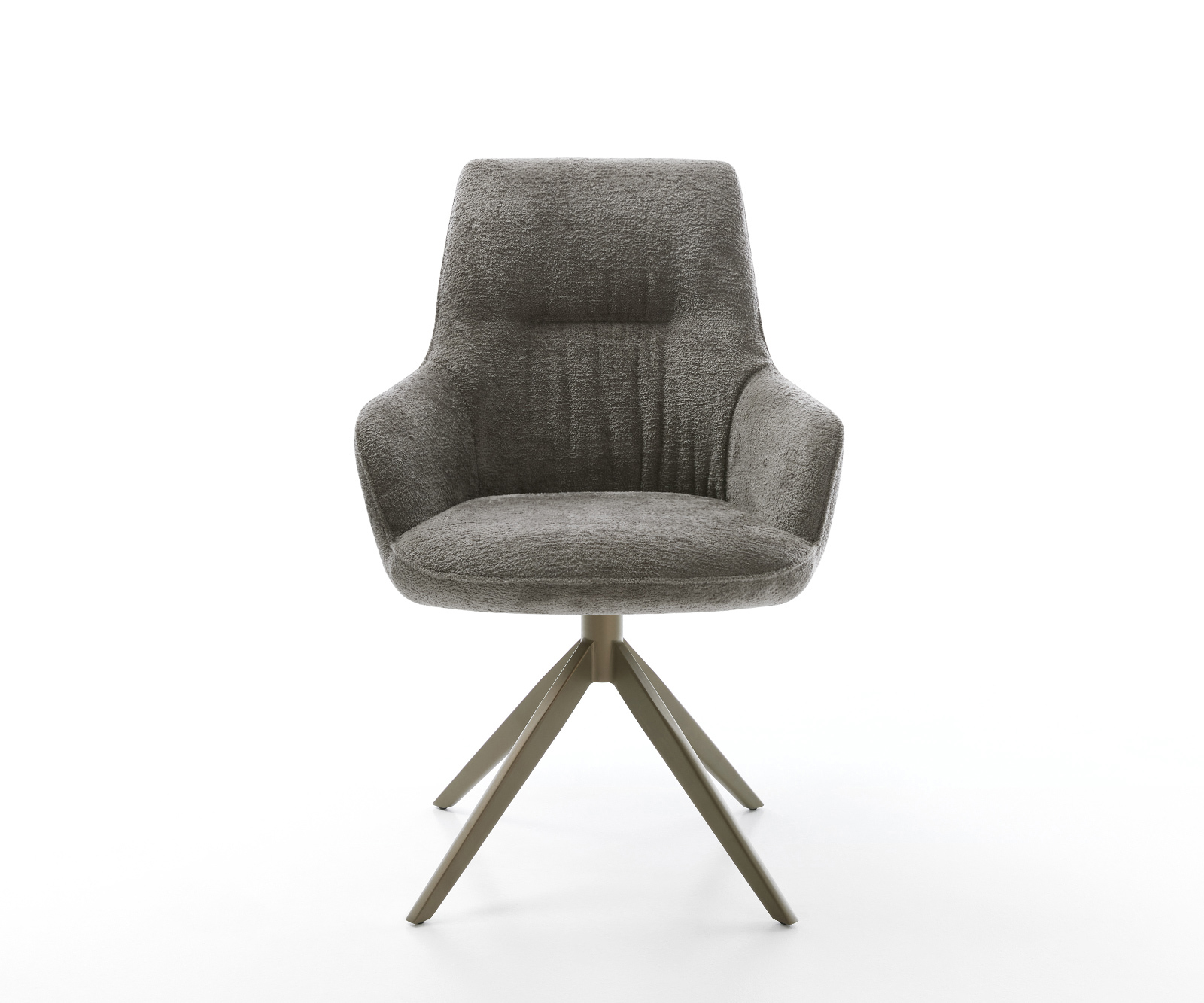 Étkezőszék Zelia-Flex karfás bouclé puha sötét bézs kereszt láb széles titán színű 360° forgatható billenő zsákrugós - Image 2