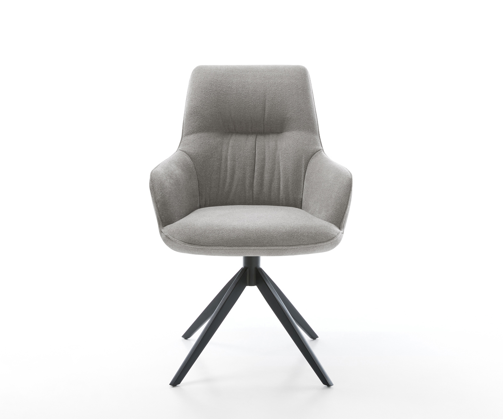 Étkezőszék Zelia-Flex kárpitozott karfás strukturált szövet puha szürke kereszt láb széles fekete 360° forgatható billenő zsákrugós matrac - Image 2