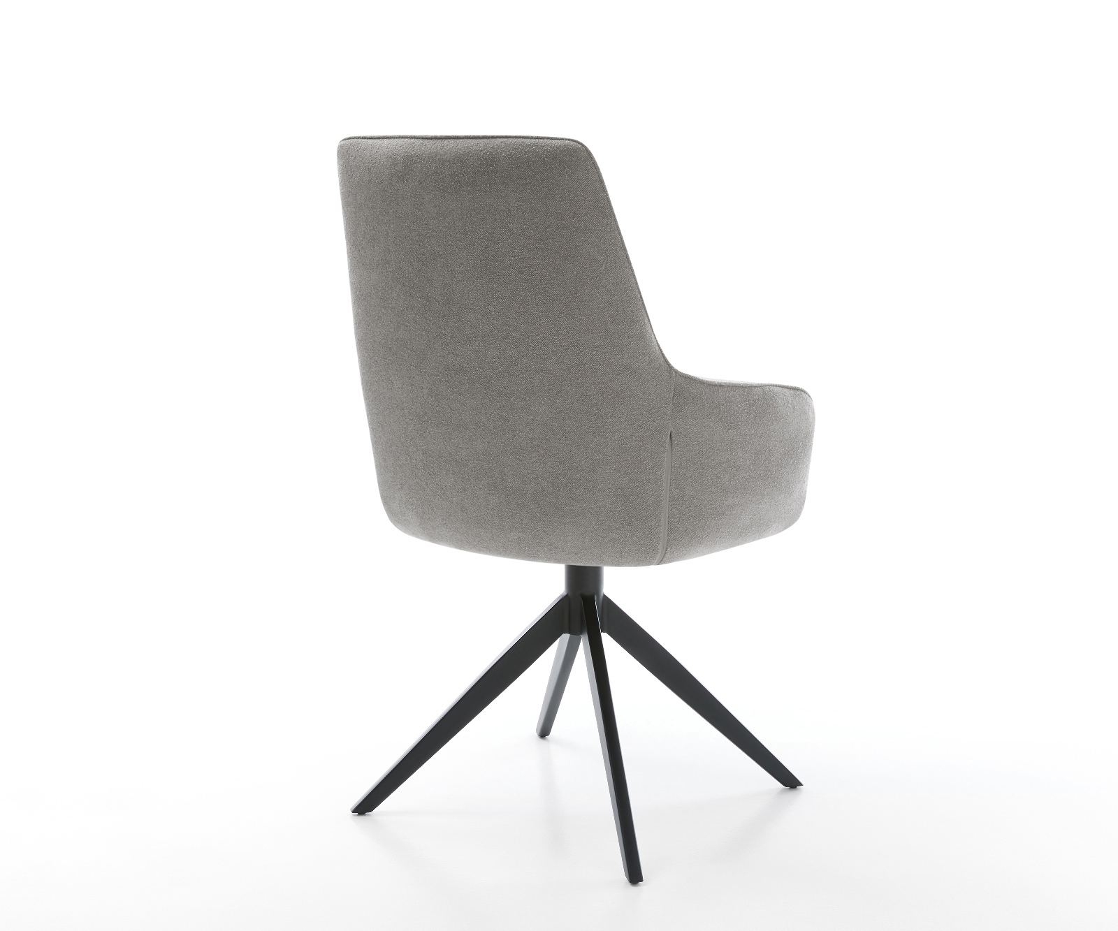 Étkezőszék Zelia-Flex kárpitozott karfás strukturált szövet puha szürke kereszt láb széles fekete 360° forgatható billenő zsákrugós matrac - Image 5