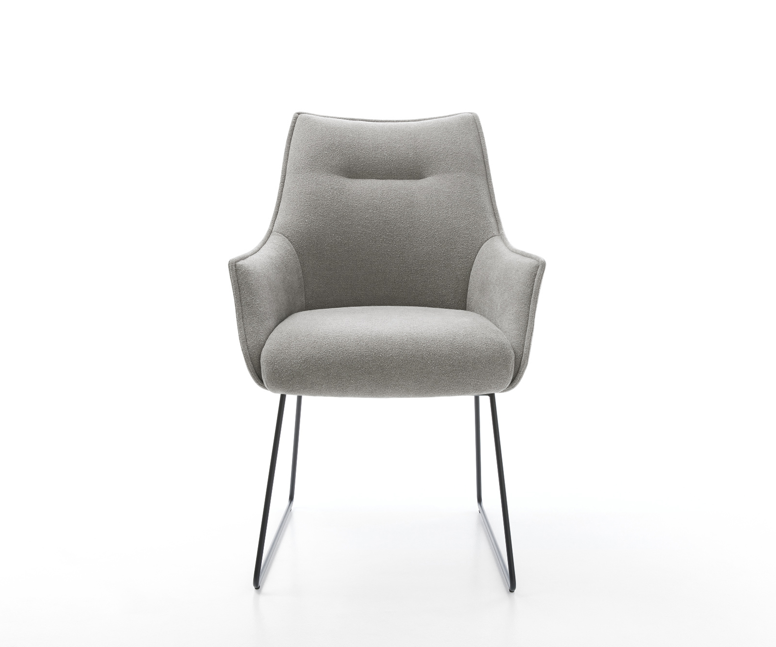 Étkezőszék Alja-Flex karfás strukturált szövet puha szürke vékony láb fekete zsákrugós - Image 2