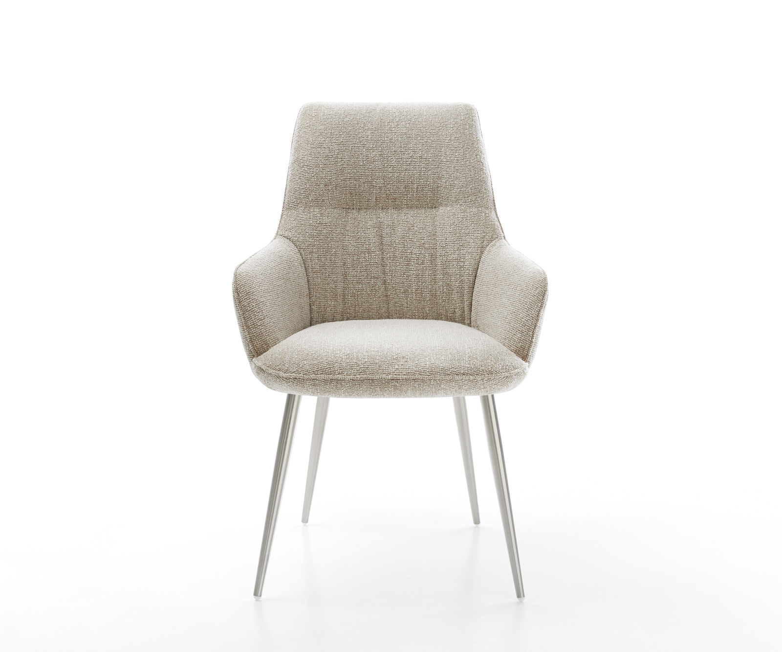 Étkezőszék Zelia-Flex karfás szövetszövet puha bézs 4 láb kúpos rozsdamentes acél zsákrugós - Image 2