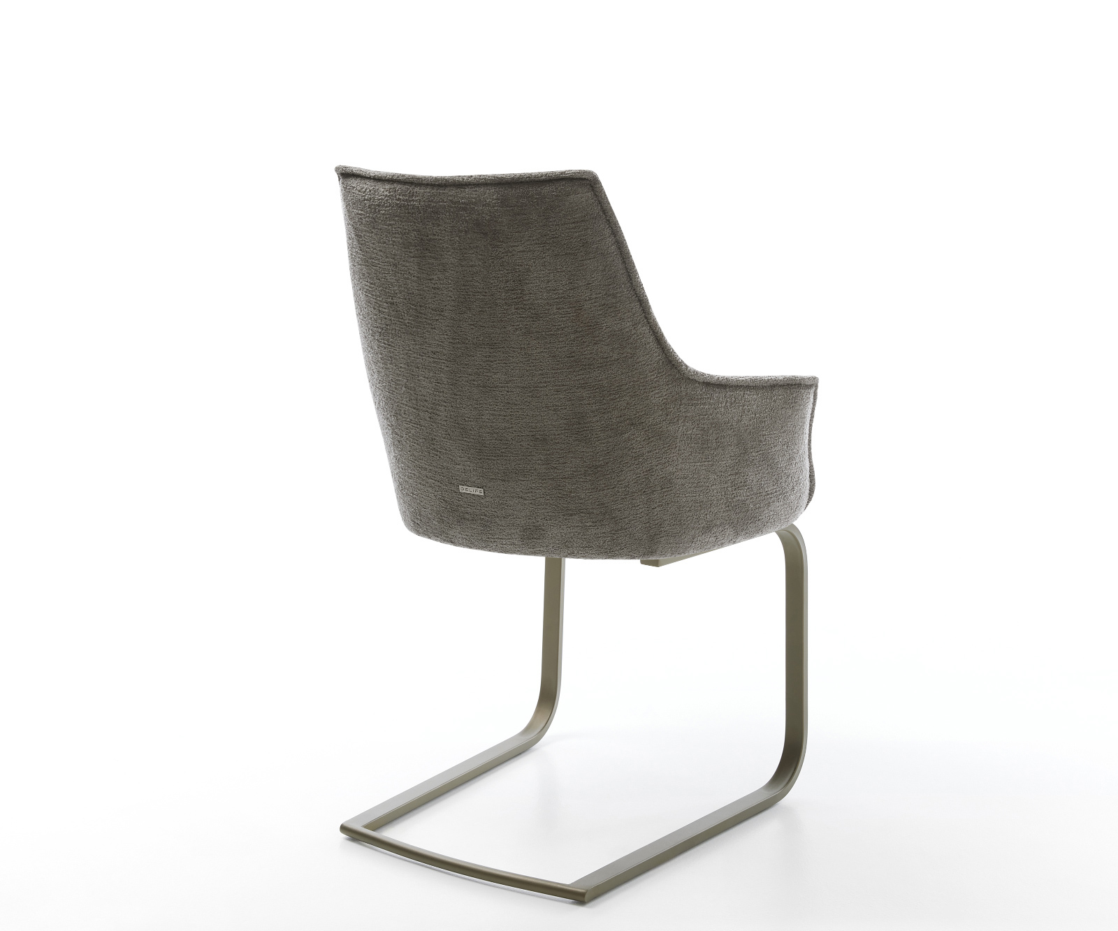 Étkezőszék Alja-Flex karfás bouclé puha sötét bézs konzolos lapos titánszínű rozsdamentes acél zsákrugós - Image 5