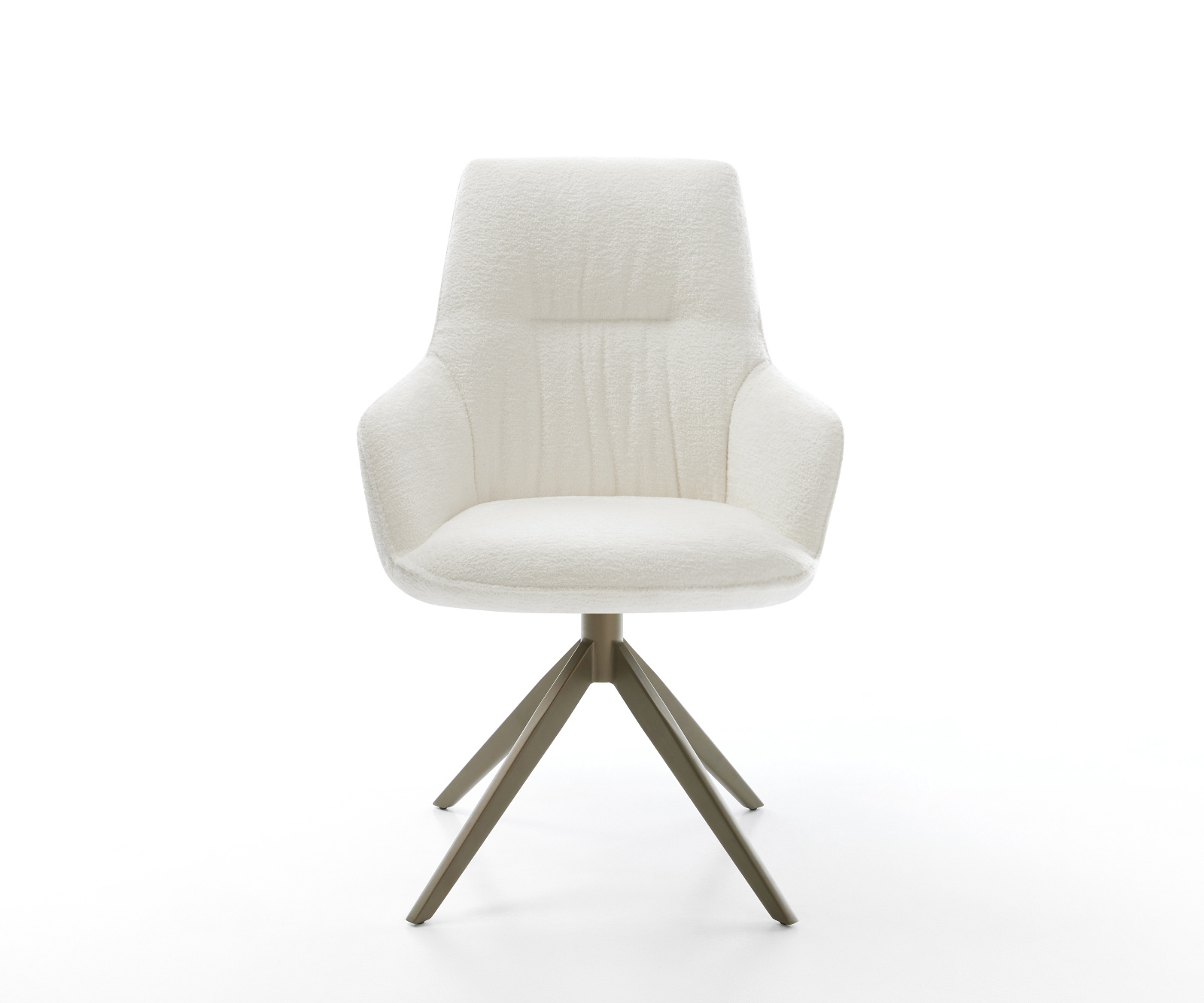 Étkezőszék Zelia-Flex karfás bouclé puha bézs kereszt láb széles titán színű 360° forgatható billenő zsákrugós matrac - Image 2