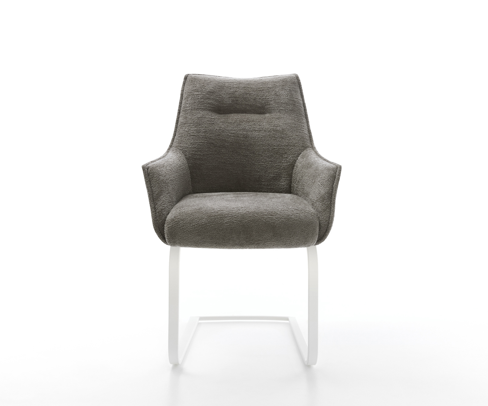 Étkezőszék Alja-Flex karfás bouclé puha sötét bézs konzolos lapos fehér zsákrugó - Image 2