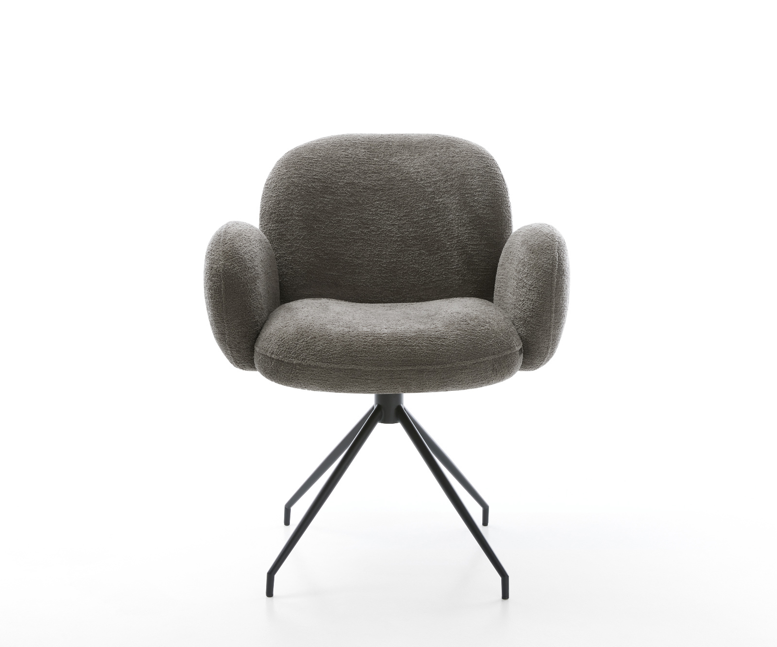 Étkezőszék Nube-Flex karfás bouclé puha sötét bézs kúpos kereszt láb fekete zsákrugós - Image 2