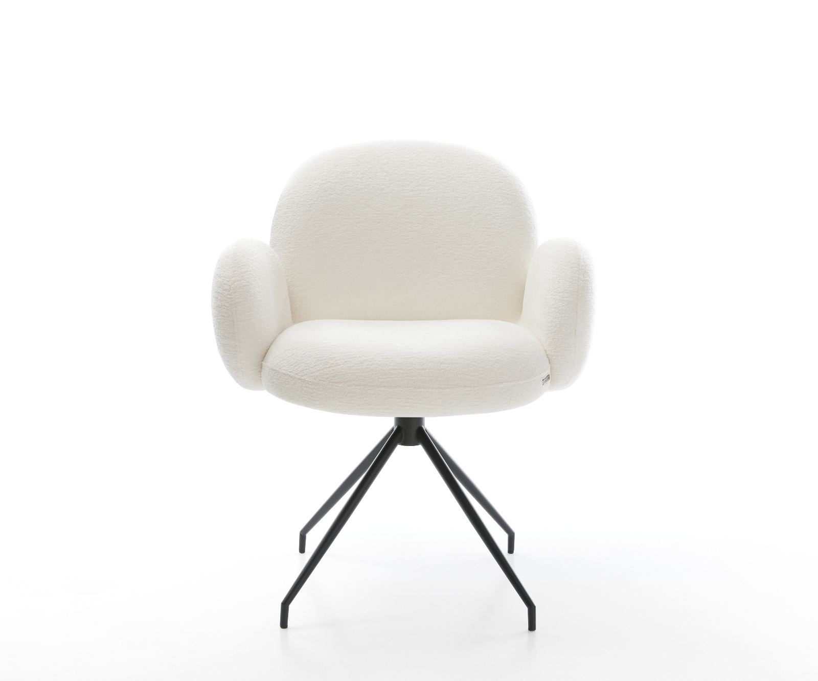 Étkezőszék Nube-Flex karfás bouclé puha bézs kereszt láb kúpos fekete zsákrugós - Image 2