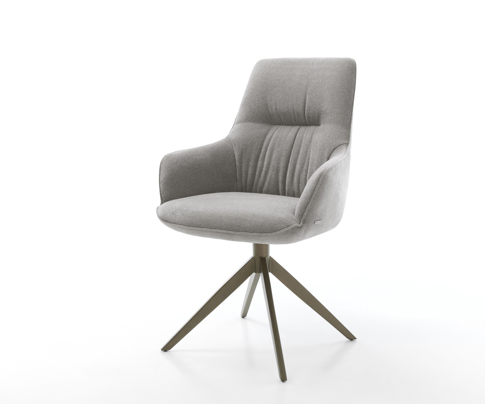 Étkezőszék Zelia-Flex kárpitozott karfás strukturált szövet puha szürke kereszt láb széles titán színű 360° forgatható billenő zsákrugós matrac