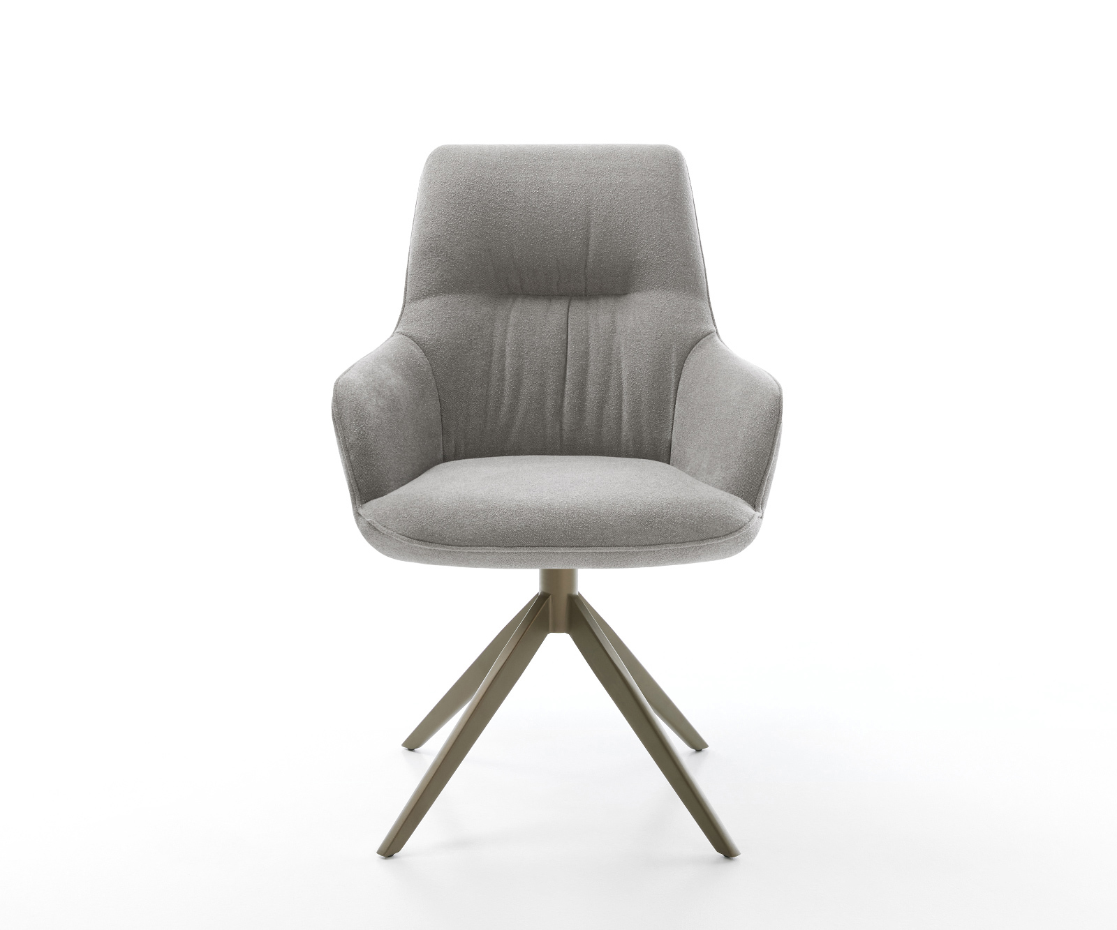 Étkezőszék Zelia-Flex kárpitozott karfás strukturált szövet puha szürke kereszt láb széles titán színű 360° forgatható billenő zsákrugós matrac - Image 2