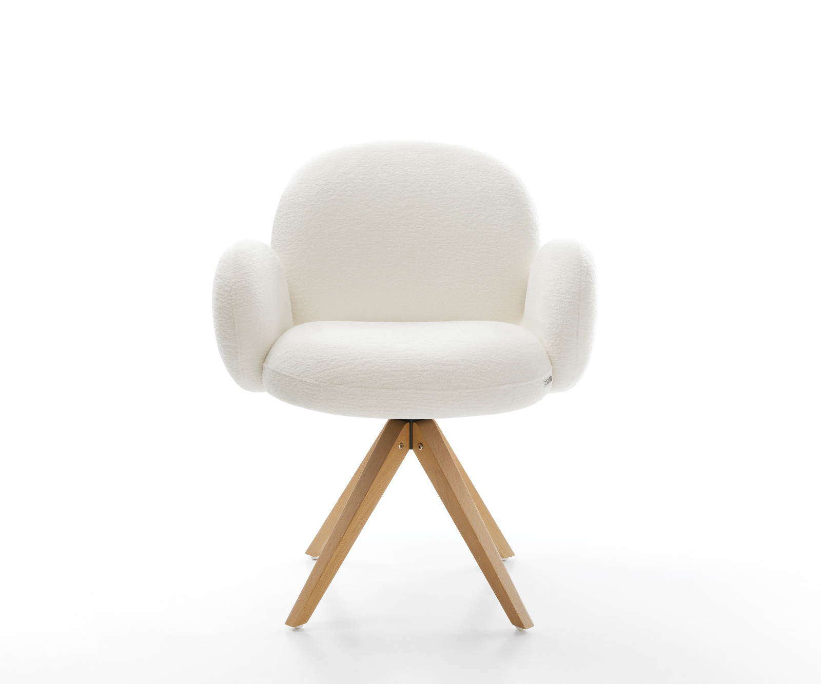 Étkezőszék Nube-Flex karfás bouclé puha bézs fa láb szögletes természetes 180° forgatható zsákrugós - Image 2