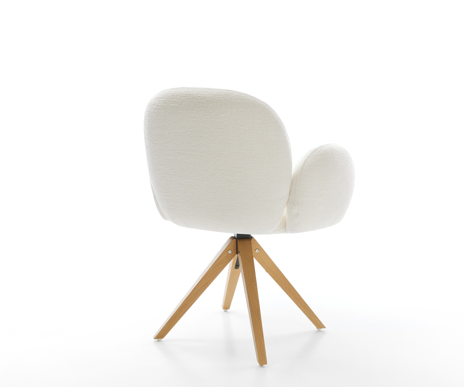 Étkezőszék Nube-Flex karfás bouclé puha bézs fa láb szögletes természetes 180° forgatható zsákrugós - Image 5