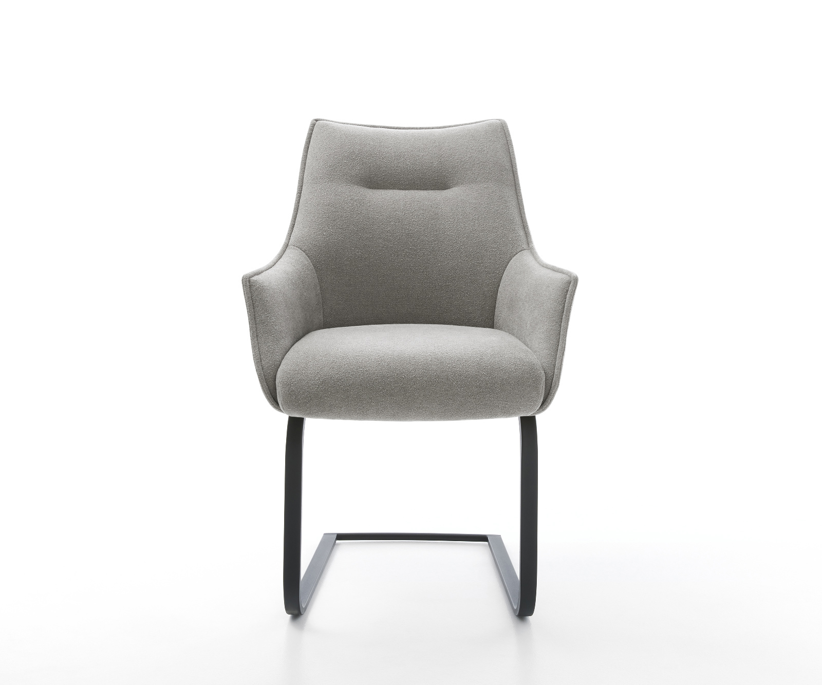 Étkezőszék Alja-Flex kárpitozott karfás strukturált szövet puha szürke konzolos lapos fekete zsákrugós - Image 2